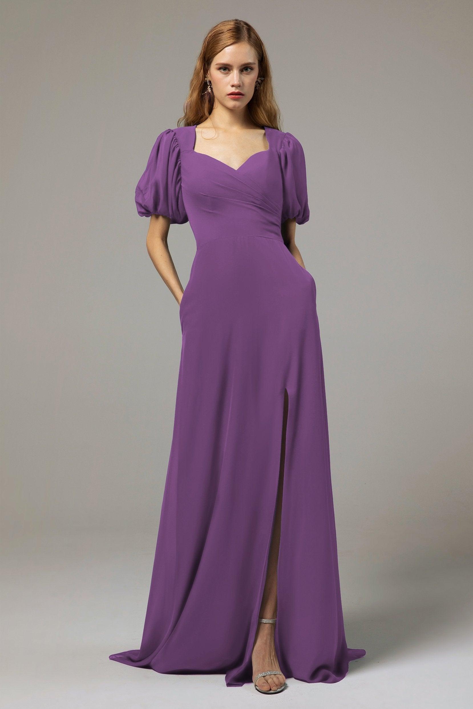 A-Line Floor Length Chiffon Bridesmaid Dress Formal Dresses CB0415 - COCOMELODY