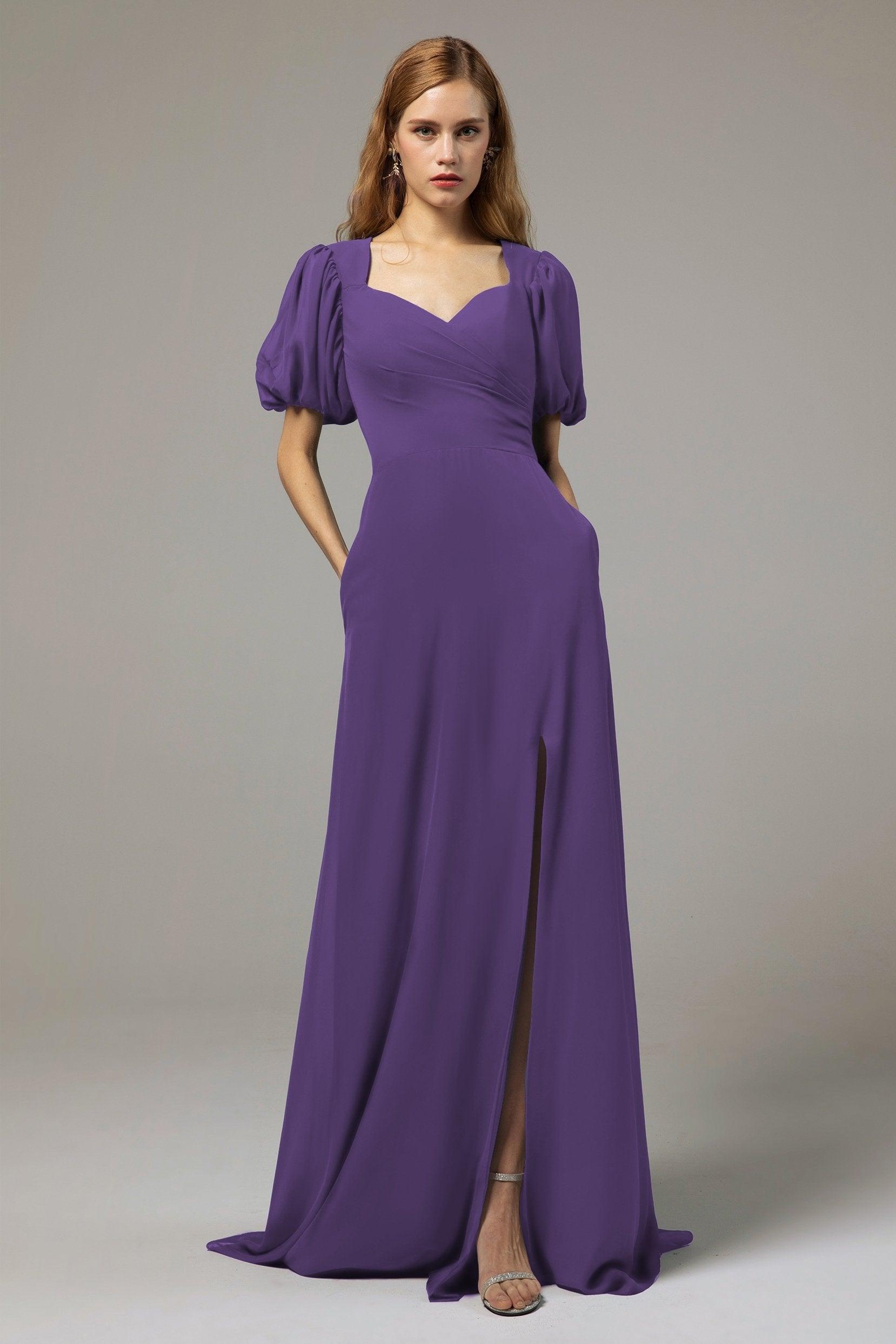A-Line Floor Length Chiffon Bridesmaid Dress Formal Dresses CB0415 - COCOMELODY