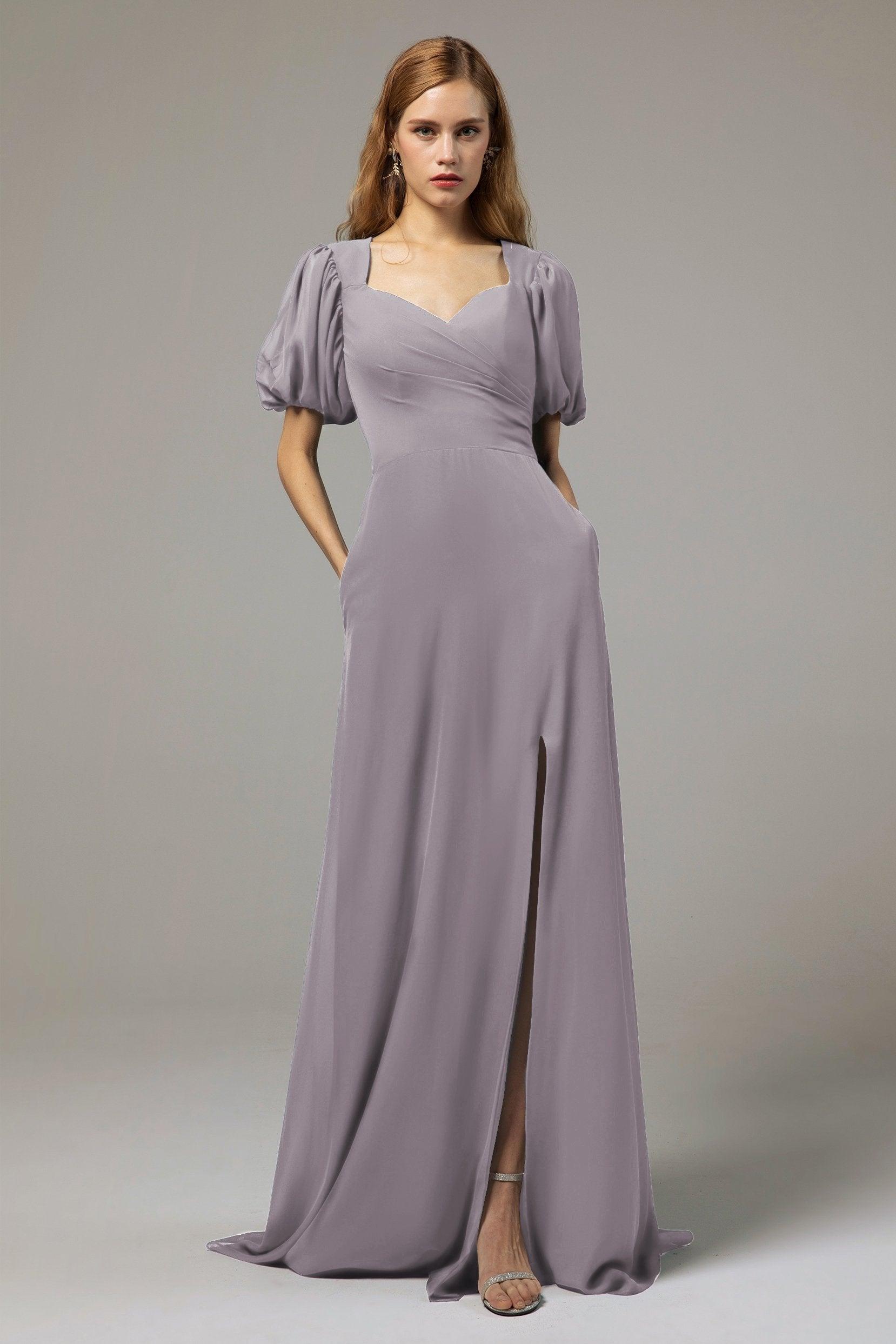 A-Line Floor Length Chiffon Bridesmaid Dress Formal Dresses CB0415 - COCOMELODY