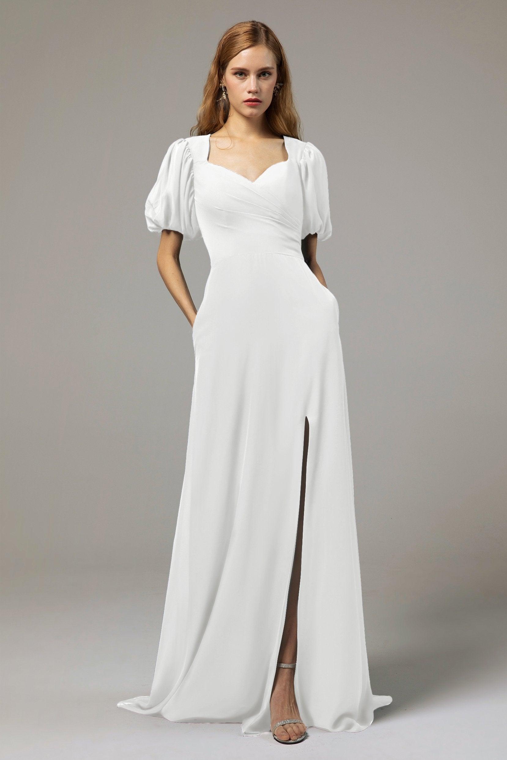 A-Line Floor Length Chiffon Bridesmaid Dress Formal Dresses CB0415 - COCOMELODY