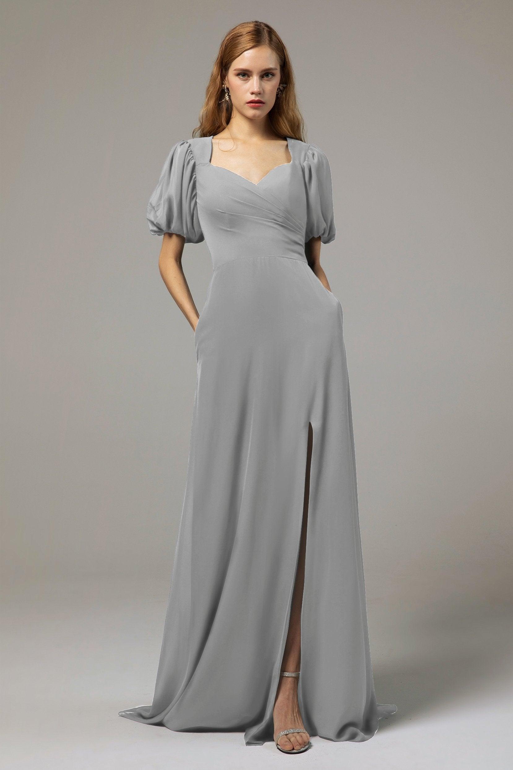 A-Line Floor Length Chiffon Bridesmaid Dress Formal Dresses CB0415 - COCOMELODY