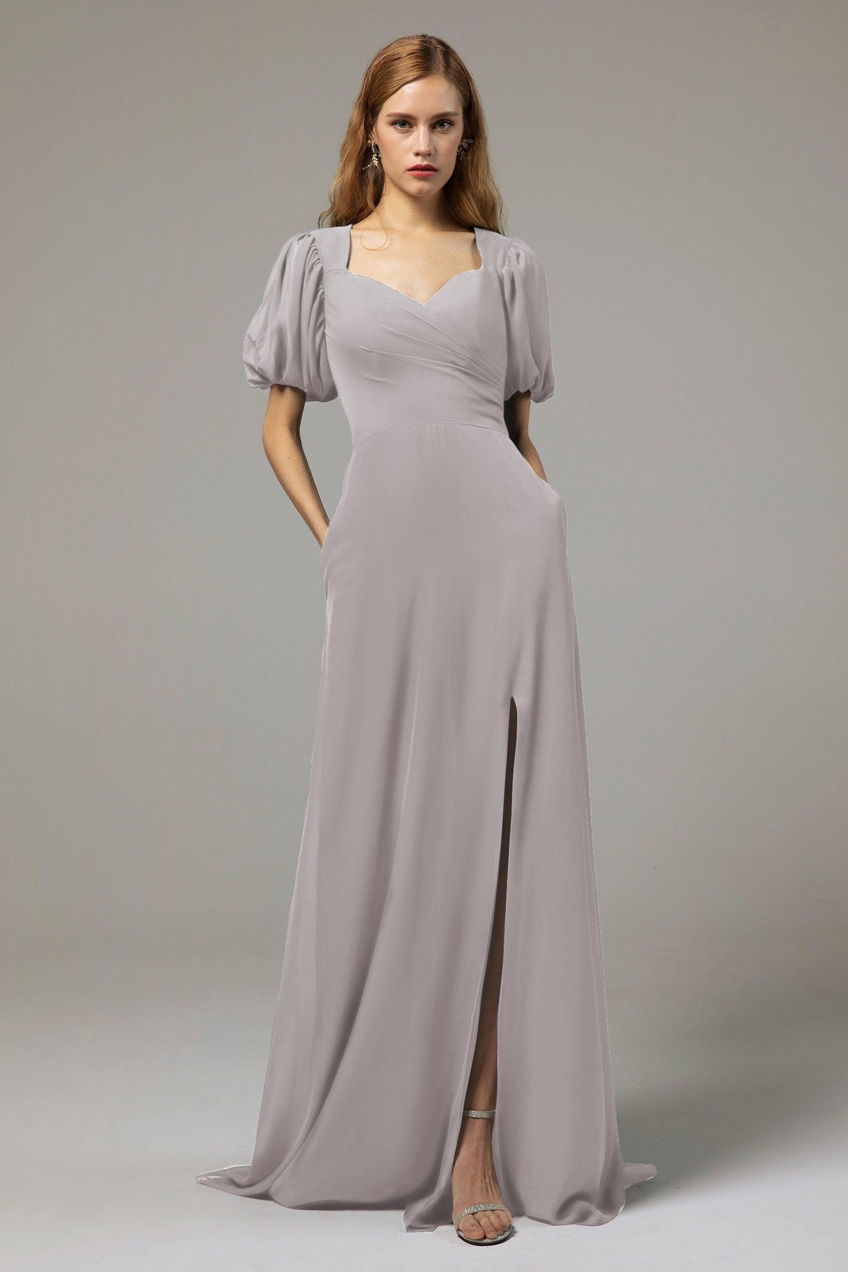A-Line Floor Length Chiffon Bridesmaid Dress Formal Dresses CB0415 - COCOMELODY