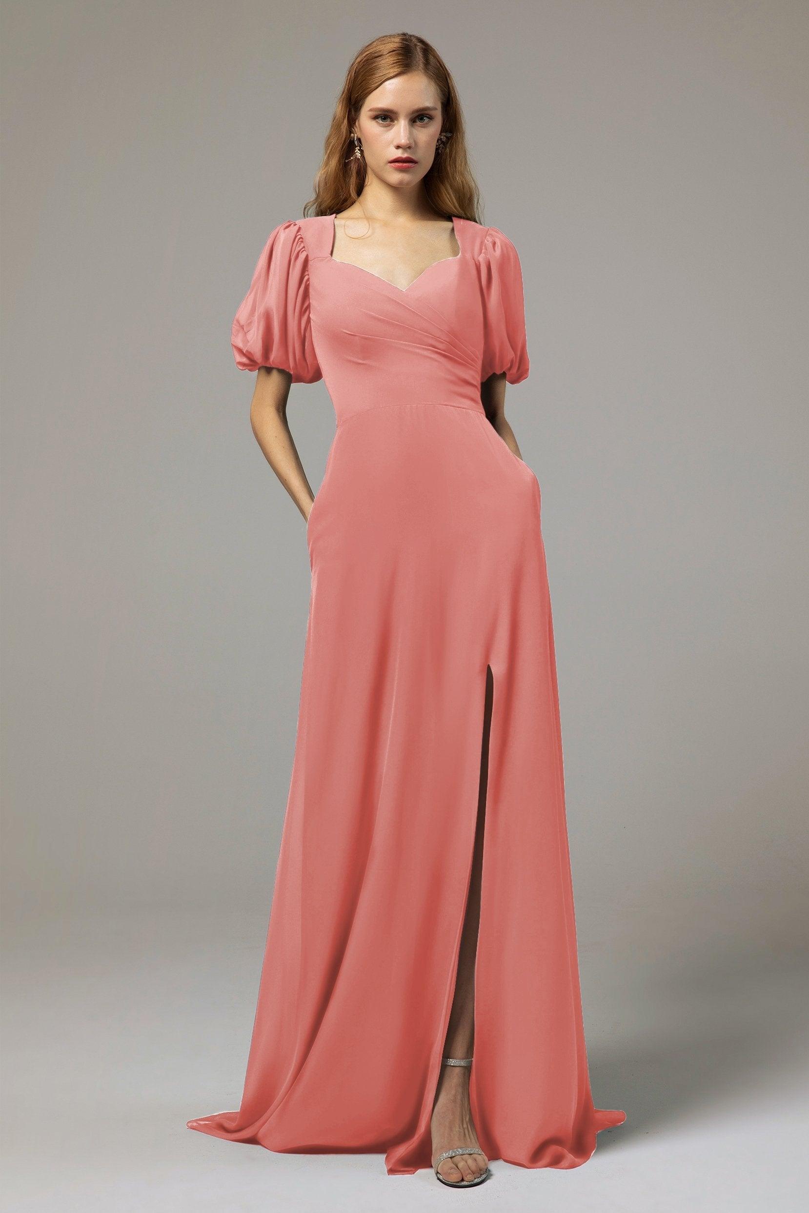 A-Line Floor Length Chiffon Bridesmaid Dress Formal Dresses CB0415 - COCOMELODY