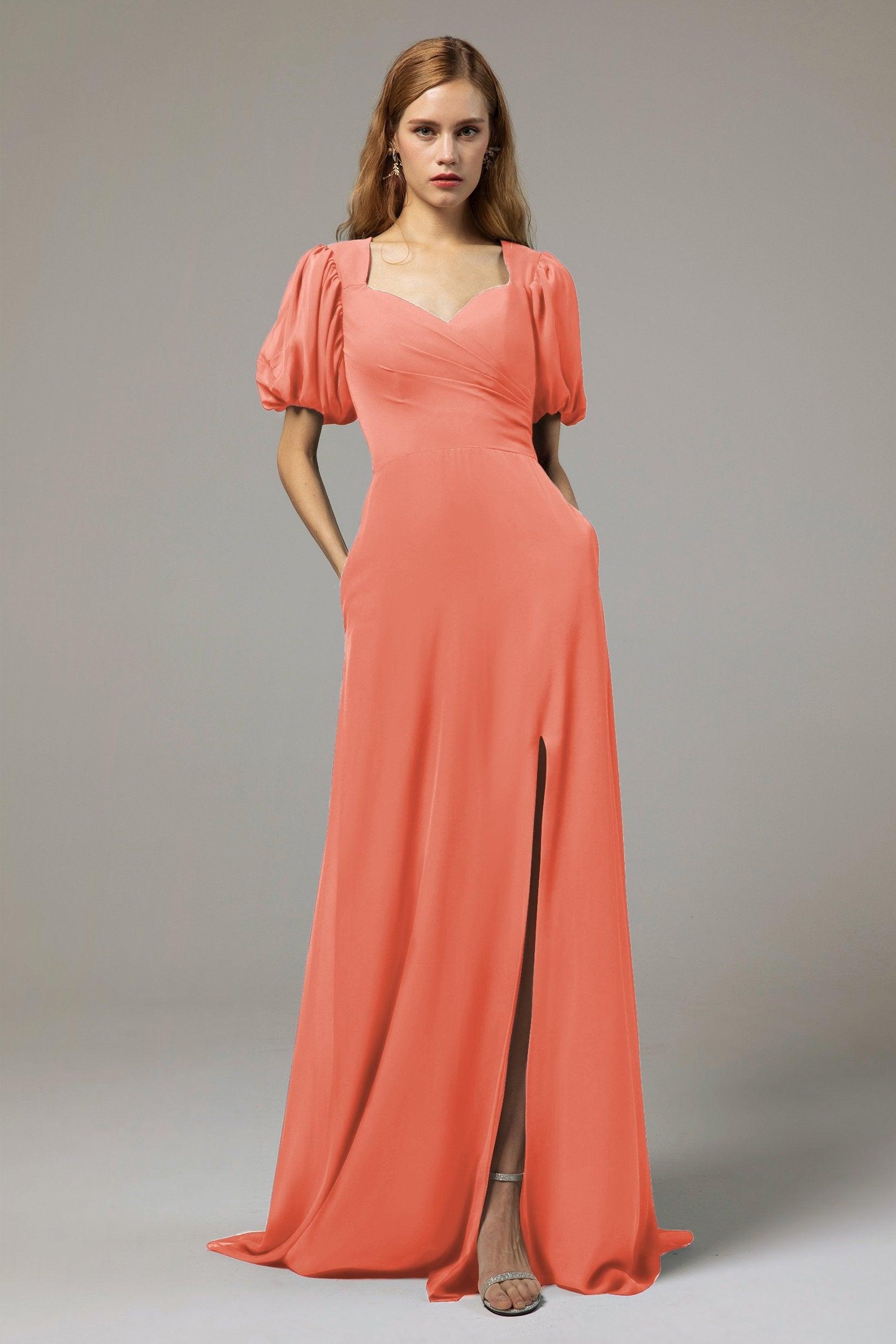 A-Line Floor Length Chiffon Bridesmaid Dress Formal Dresses CB0415 - COCOMELODY