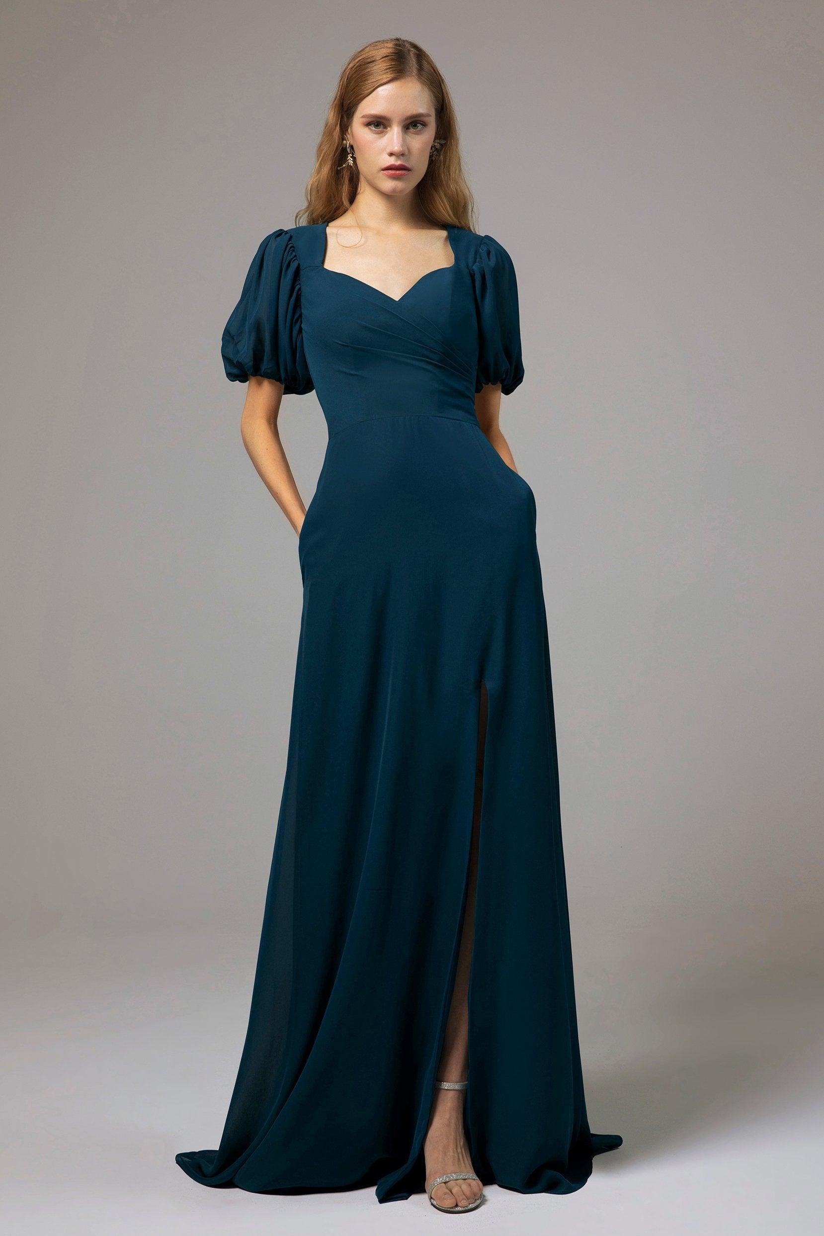 A-Line Floor Length Chiffon Bridesmaid Dress Formal Dresses CB0415 - COCOMELODY