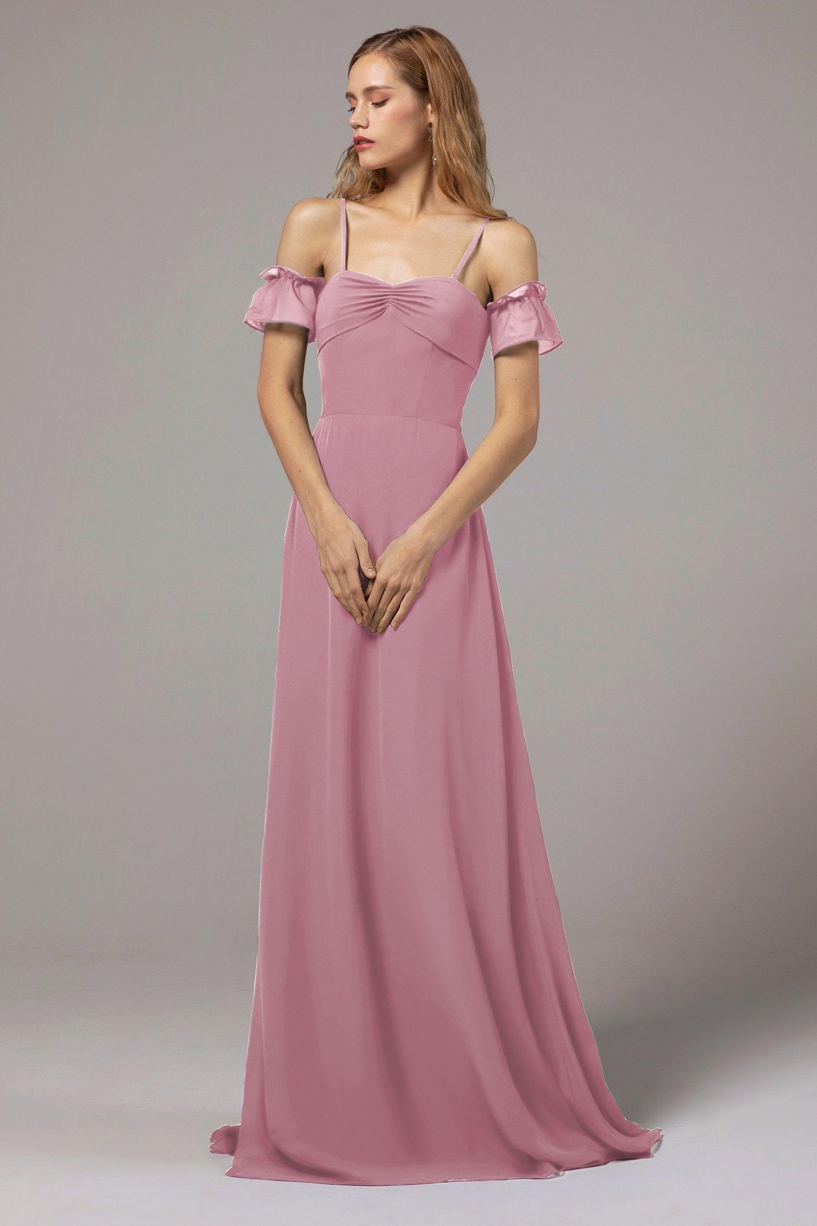 A-Line Floor Length Chiffon Bridesmaid Dress Formal Dresses CB0416 - COCOMELODY