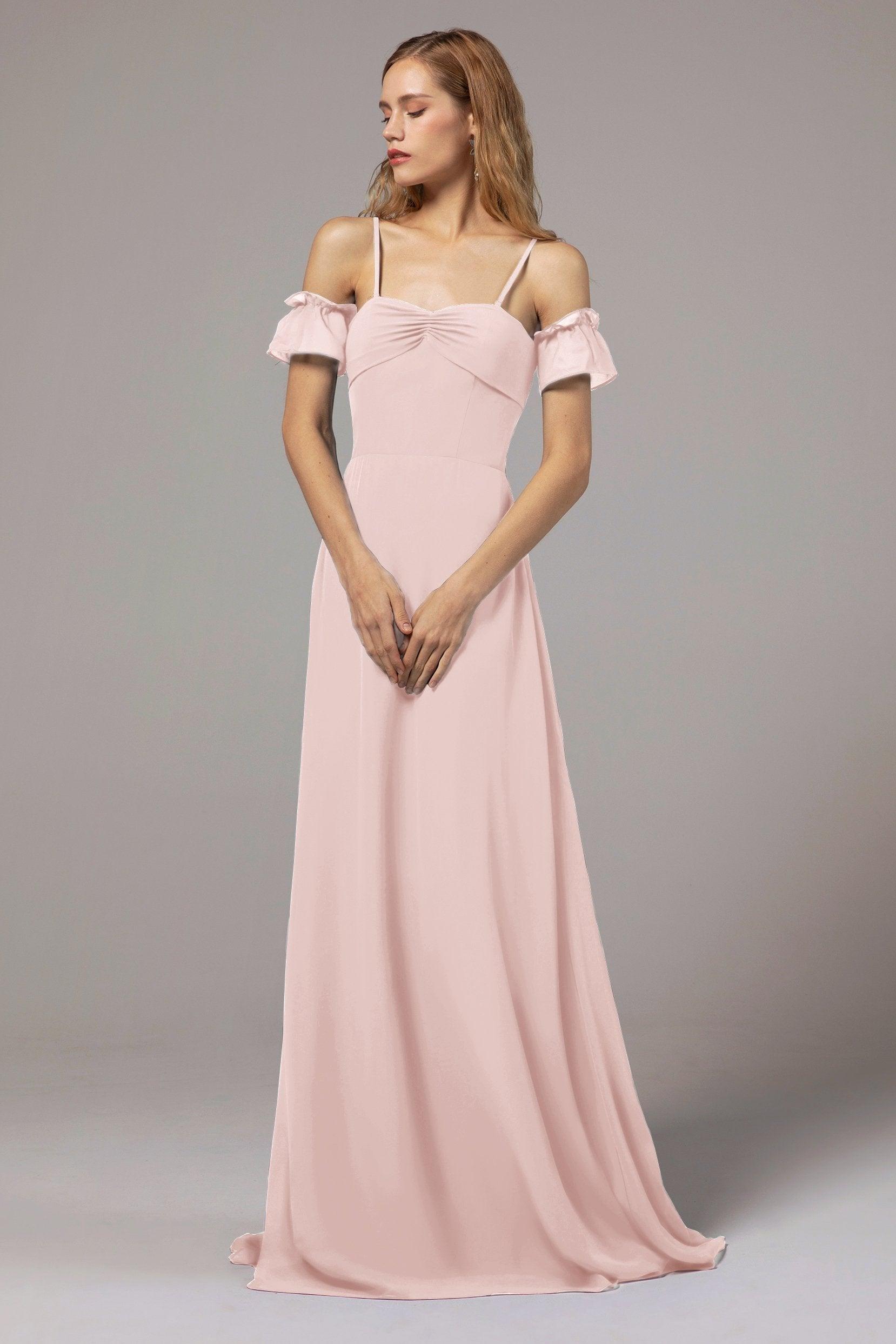 A-Line Floor Length Chiffon Bridesmaid Dress Formal Dresses CB0416 - COCOMELODY