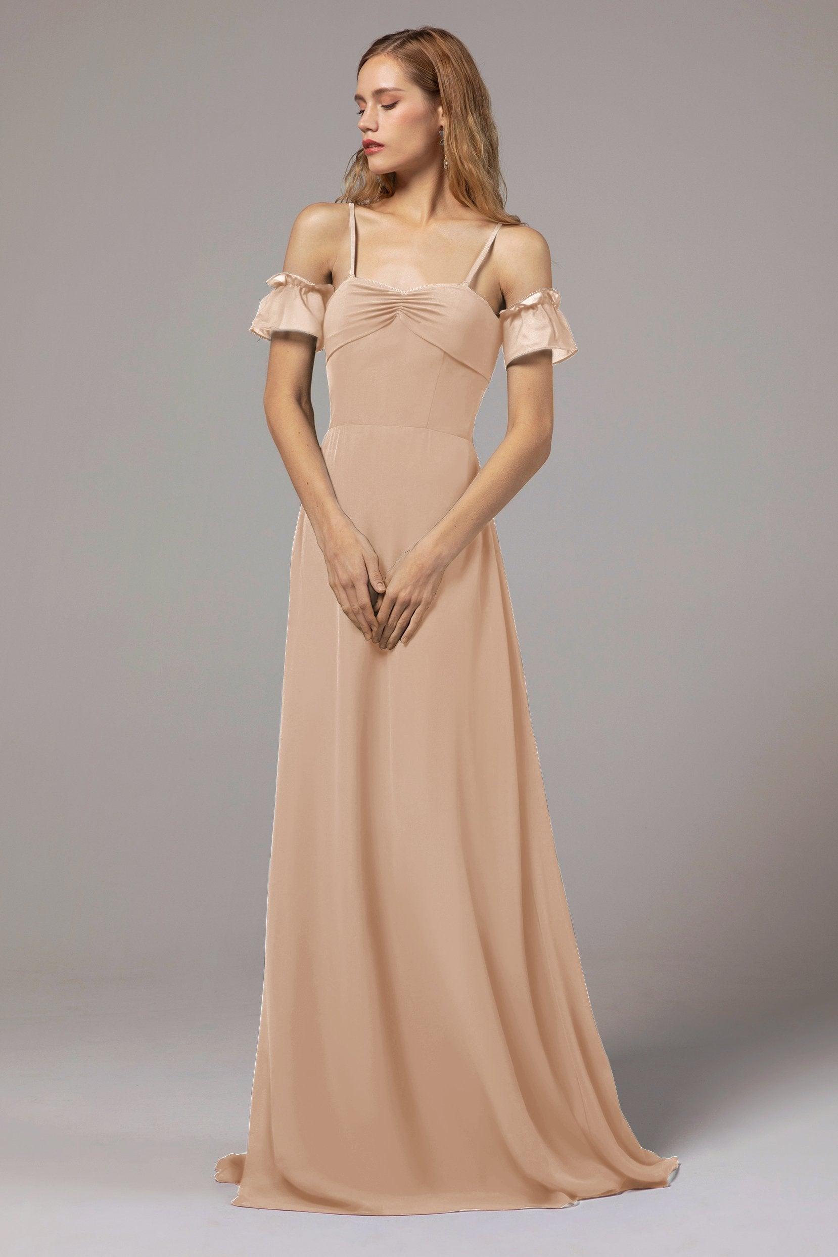 A-Line Floor Length Chiffon Bridesmaid Dress Formal Dresses CB0416 - COCOMELODY