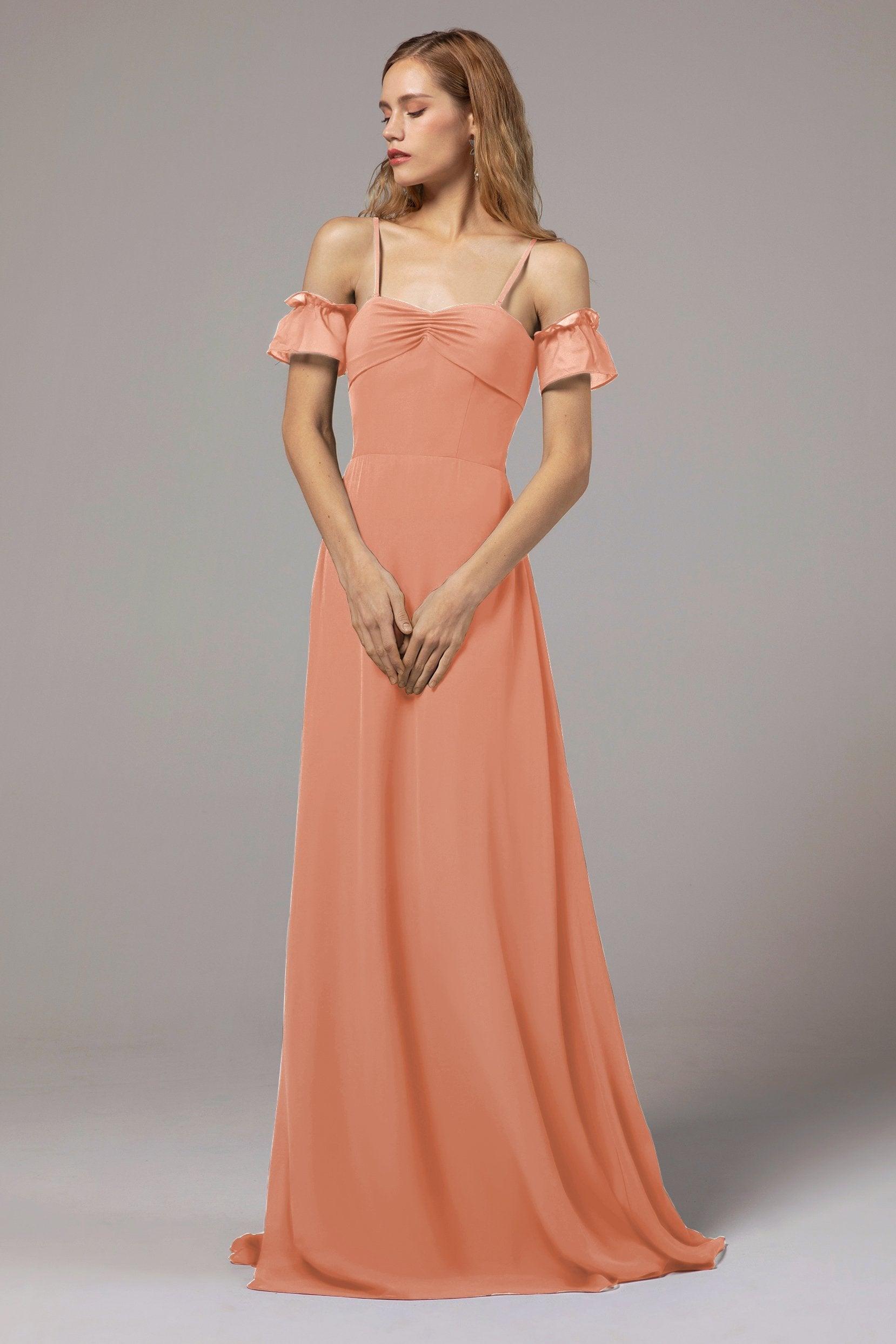 A-Line Floor Length Chiffon Bridesmaid Dress Formal Dresses CB0416 - COCOMELODY