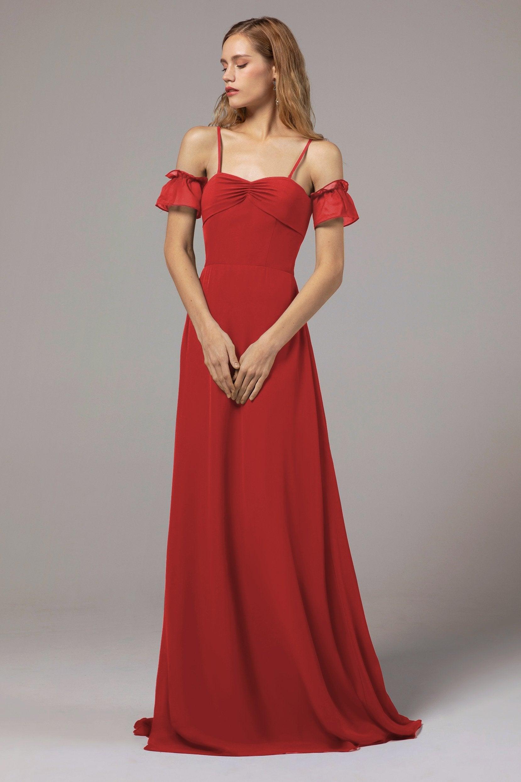 A-Line Floor Length Chiffon Bridesmaid Dress Formal Dresses CB0416 - COCOMELODY