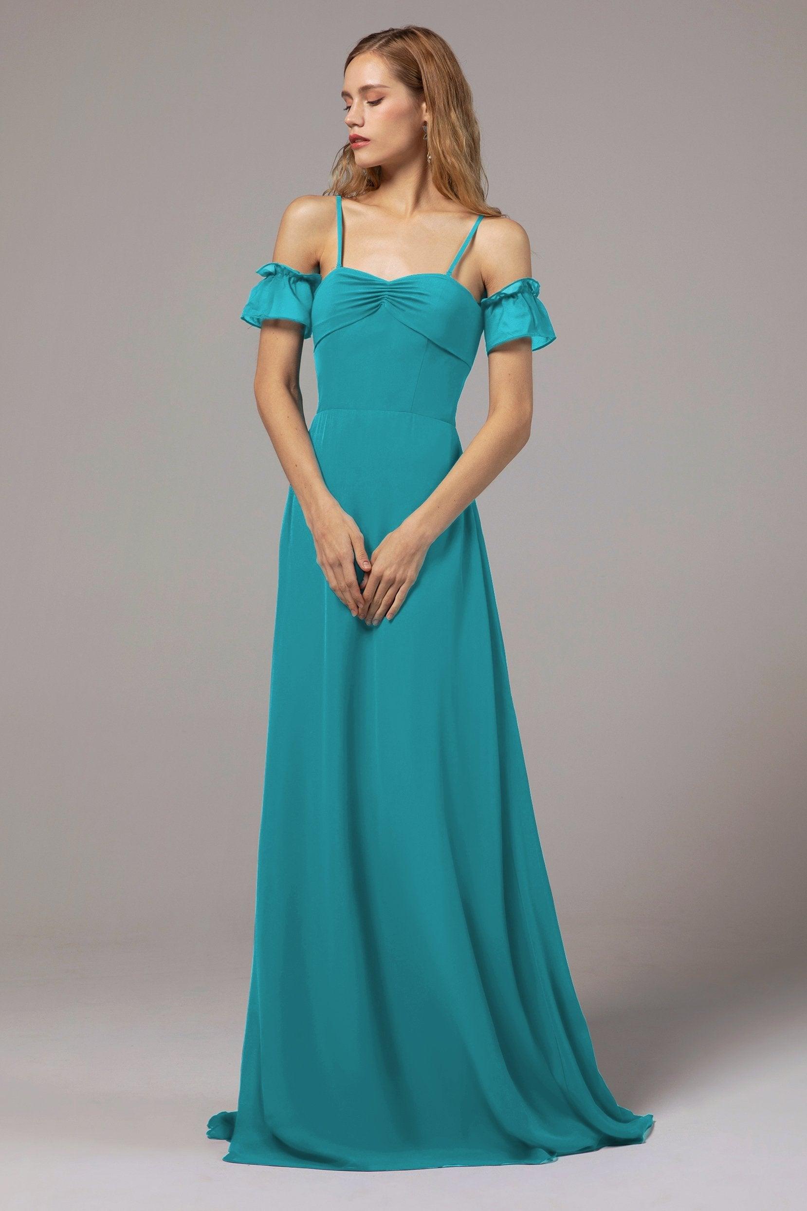 A-Line Floor Length Chiffon Bridesmaid Dress Formal Dresses CB0416 - COCOMELODY