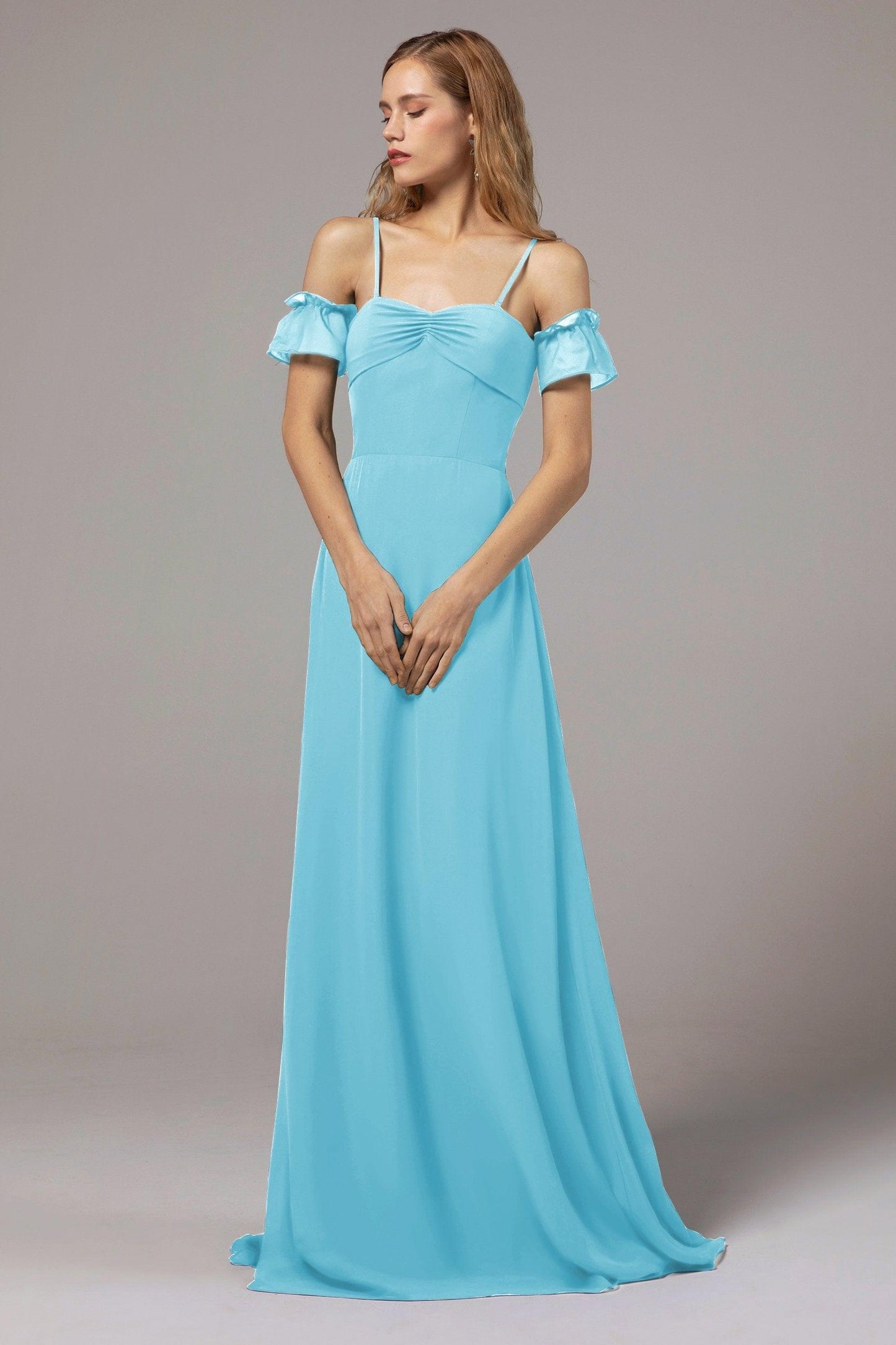 A-Line Floor Length Chiffon Bridesmaid Dress Formal Dresses CB0416 - COCOMELODY