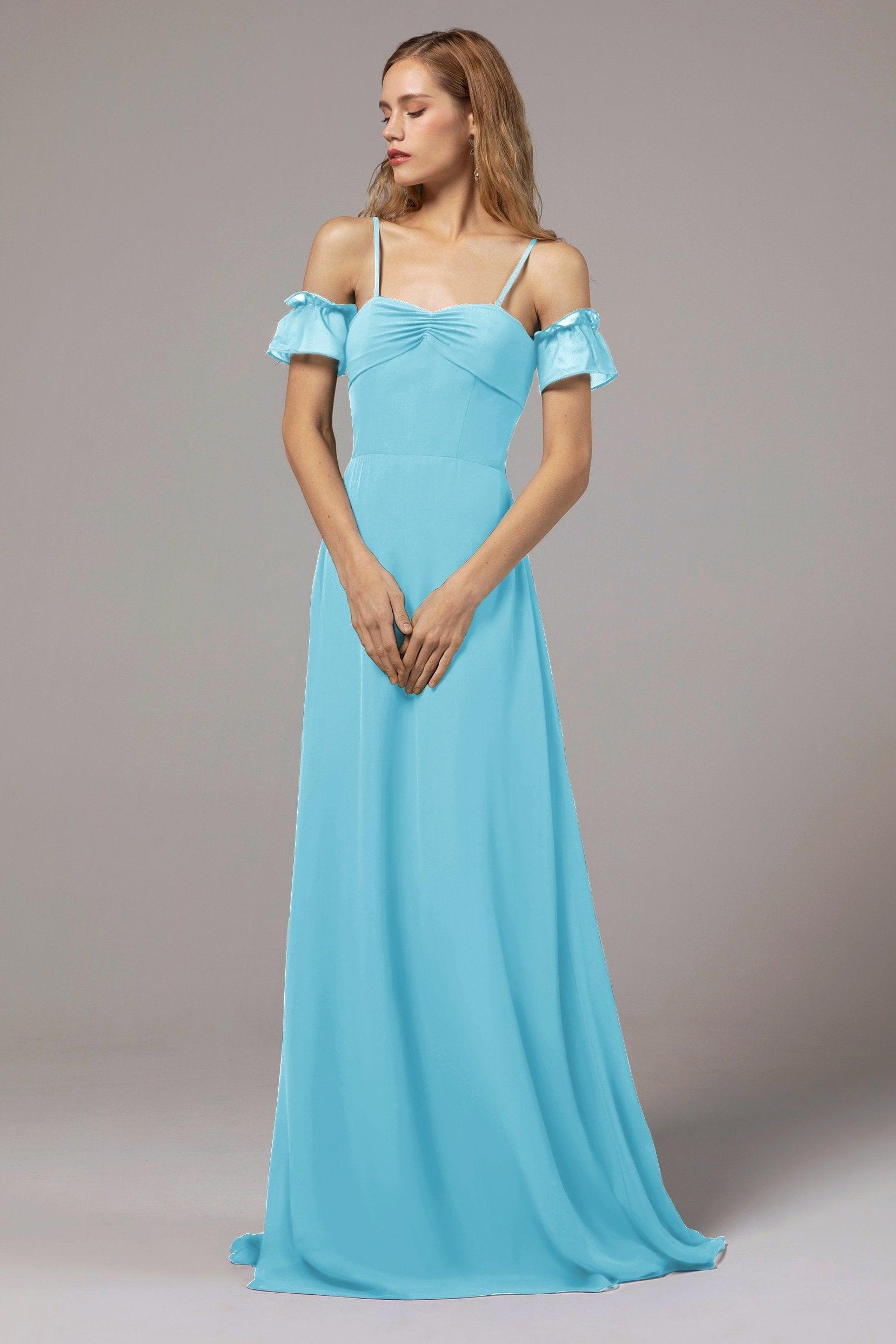 A-Line Floor Length Chiffon Bridesmaid Dress Formal Dresses CB0416 - COCOMELODY
