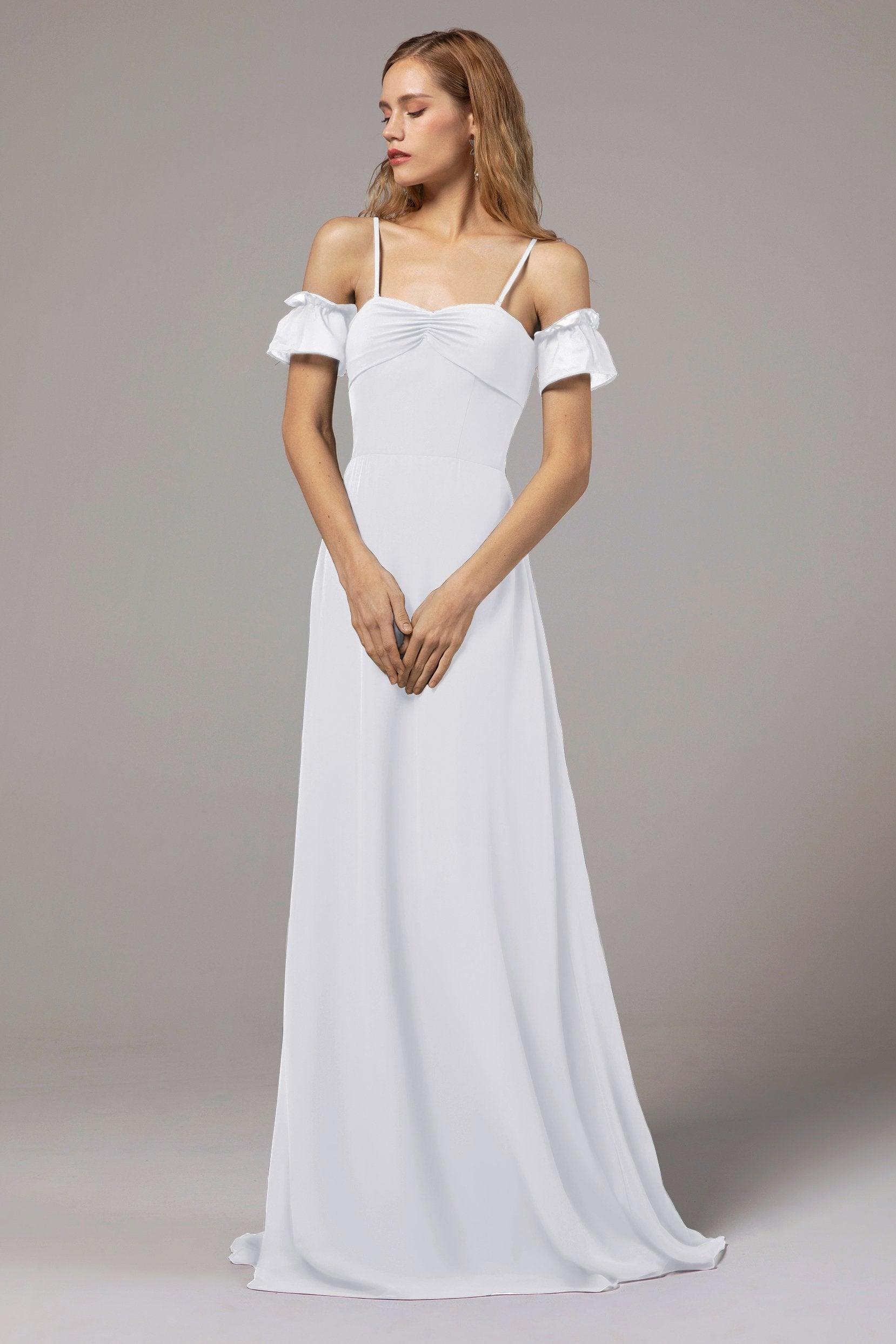 A-Line Floor Length Chiffon Bridesmaid Dress Formal Dresses CB0416 - COCOMELODY