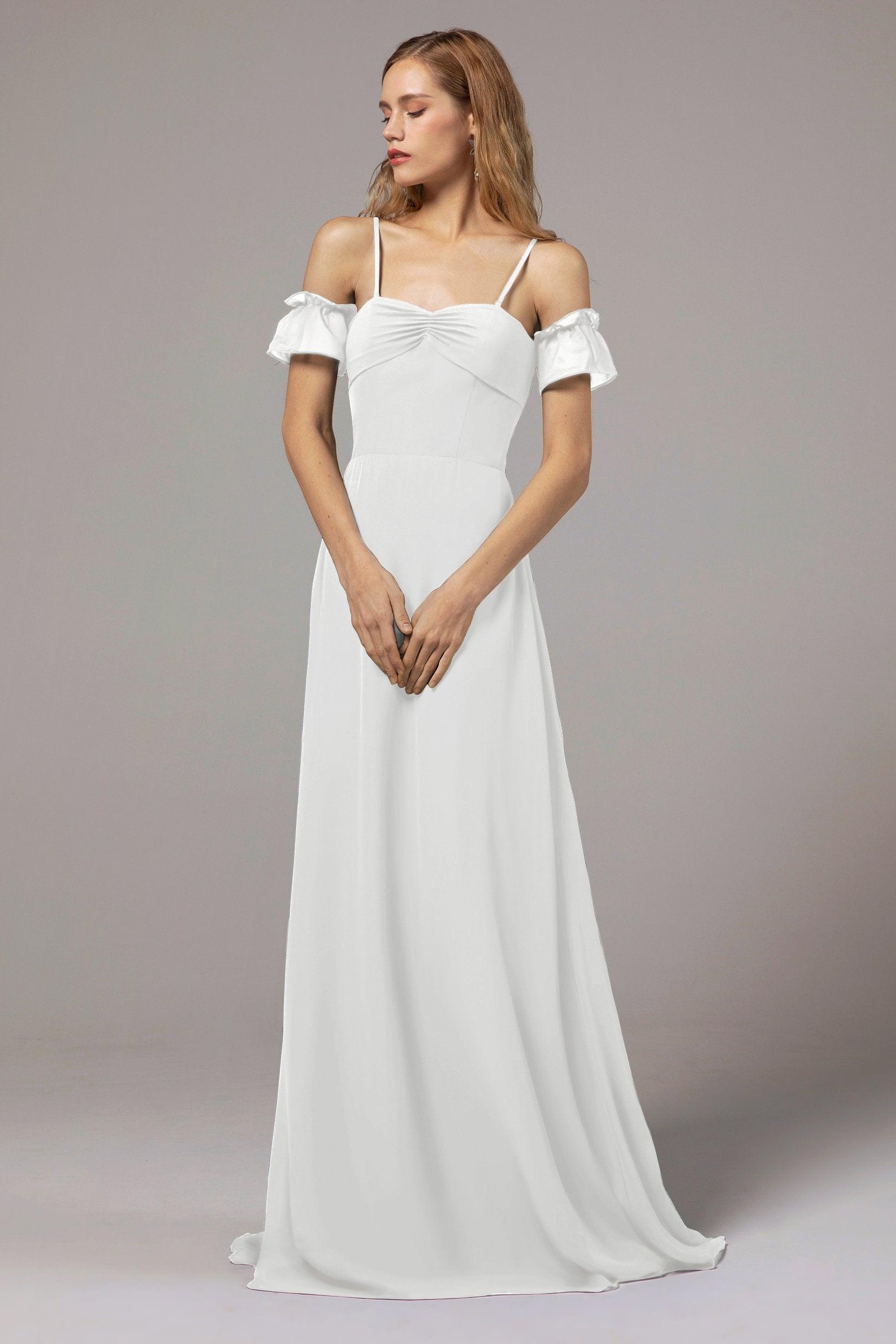 A-Line Floor Length Chiffon Bridesmaid Dress Formal Dresses CB0416 - COCOMELODY