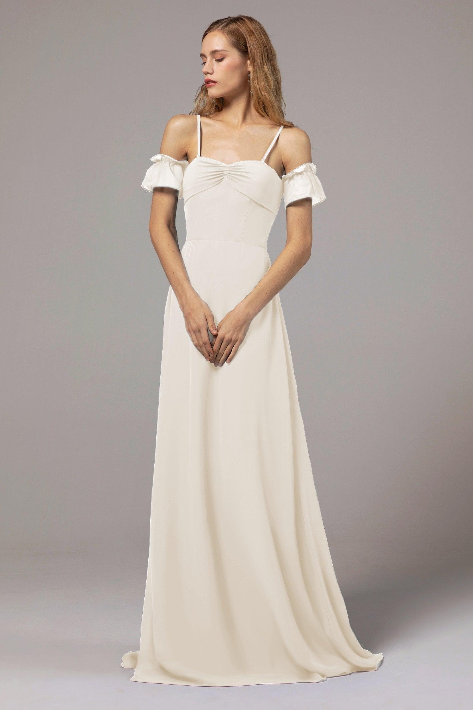 A-Line Floor Length Chiffon Bridesmaid Dress Formal Dresses CB0416 - COCOMELODY