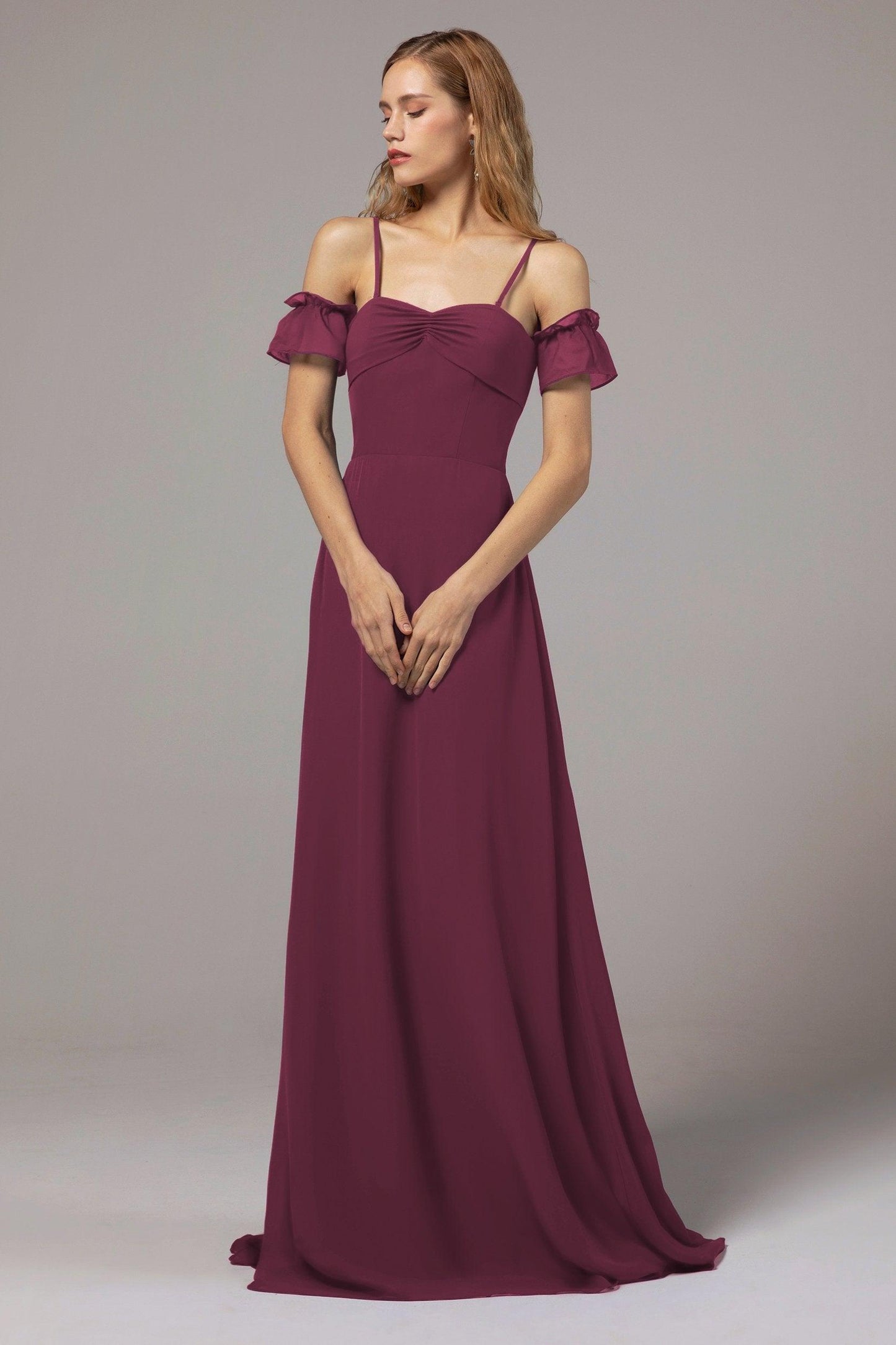A-Line Floor Length Chiffon Bridesmaid Dress Formal Dresses CB0416 - COCOMELODY