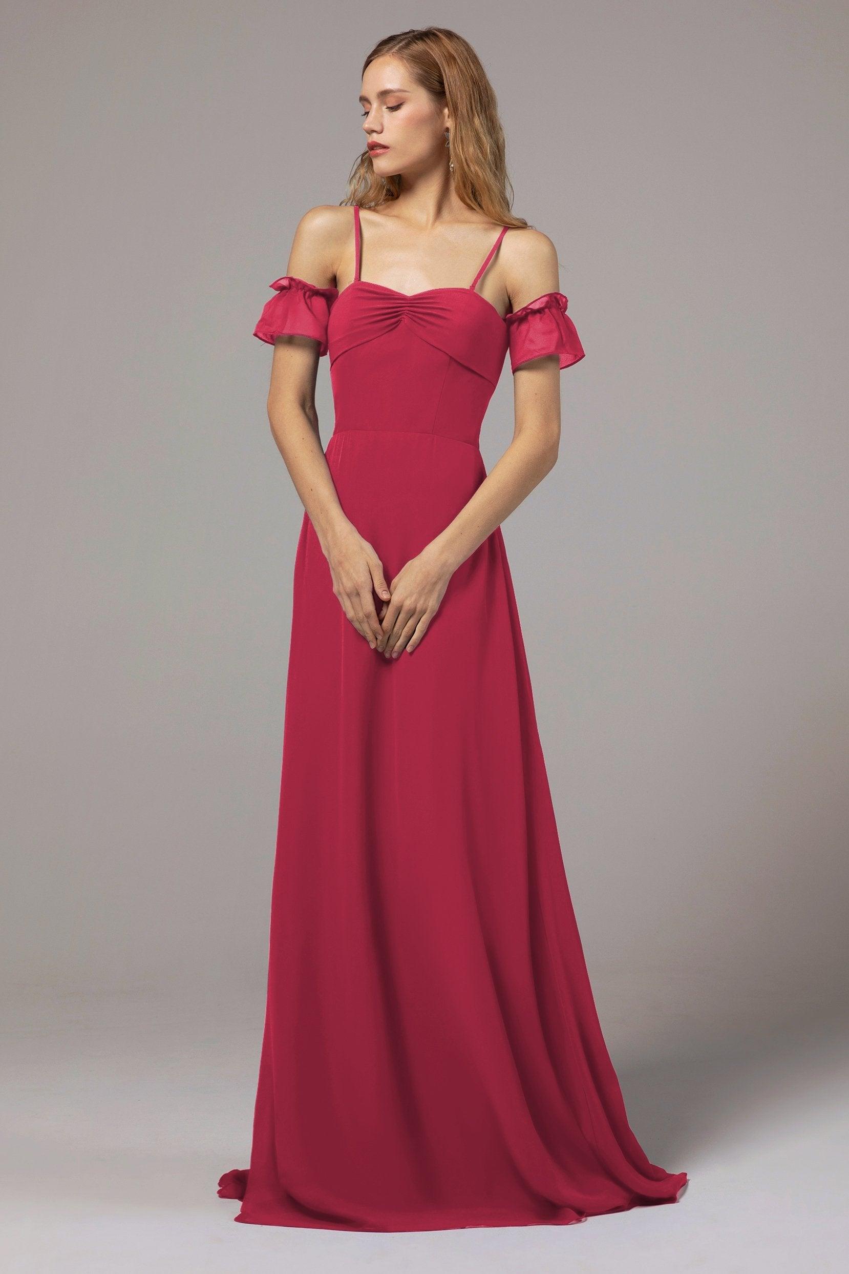 A-Line Floor Length Chiffon Bridesmaid Dress Formal Dresses CB0416 - COCOMELODY