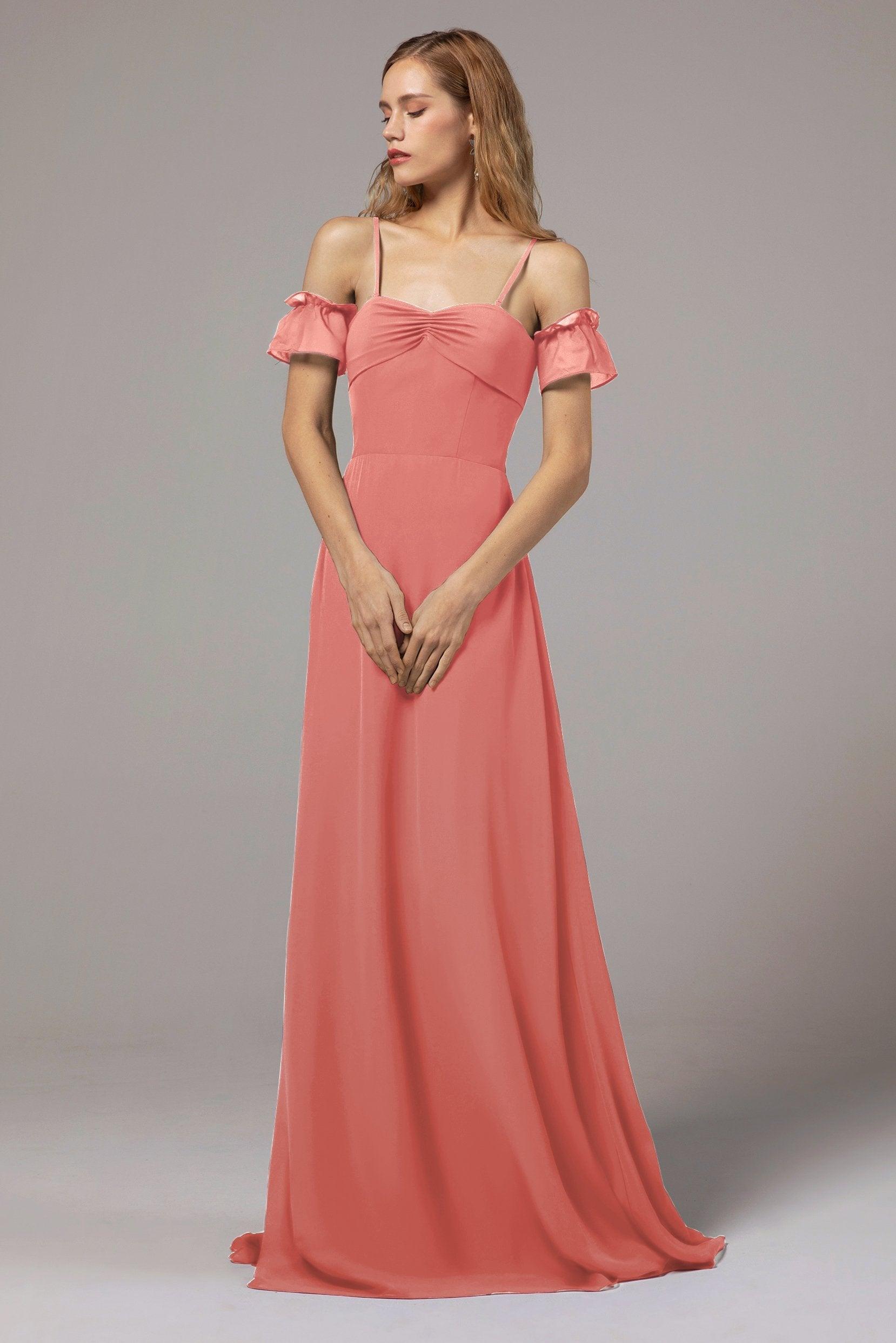 A-Line Floor Length Chiffon Bridesmaid Dress Formal Dresses CB0416 - COCOMELODY