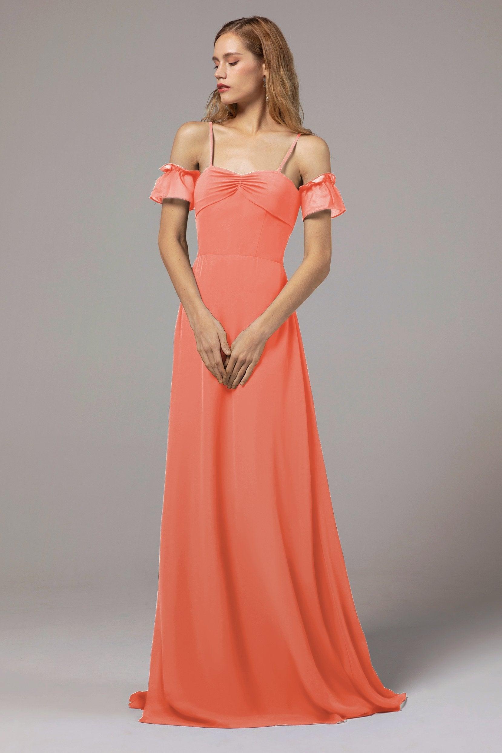 A-Line Floor Length Chiffon Bridesmaid Dress Formal Dresses CB0416 - COCOMELODY