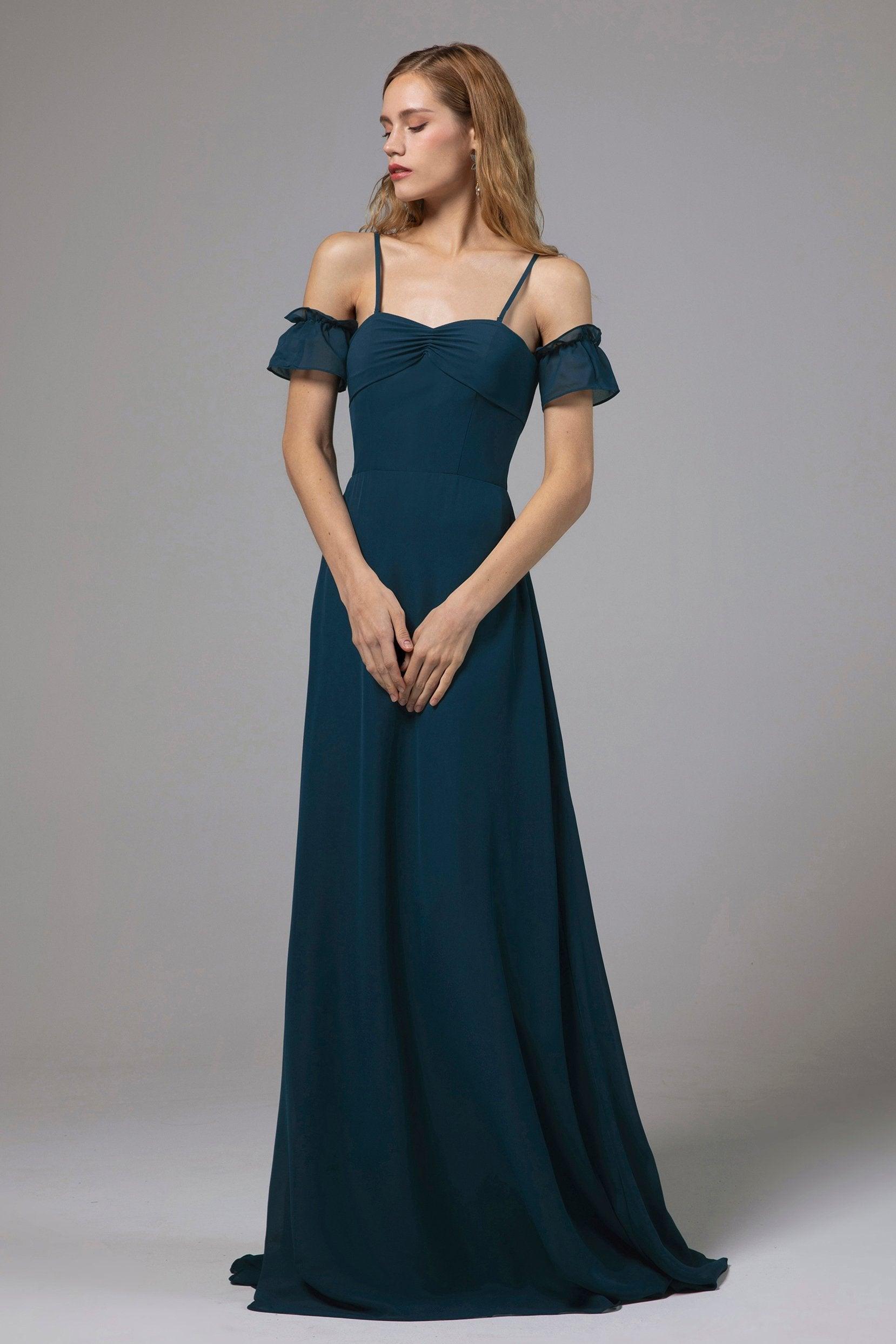 A-Line Floor Length Chiffon Bridesmaid Dress Formal Dresses CB0416 - COCOMELODY