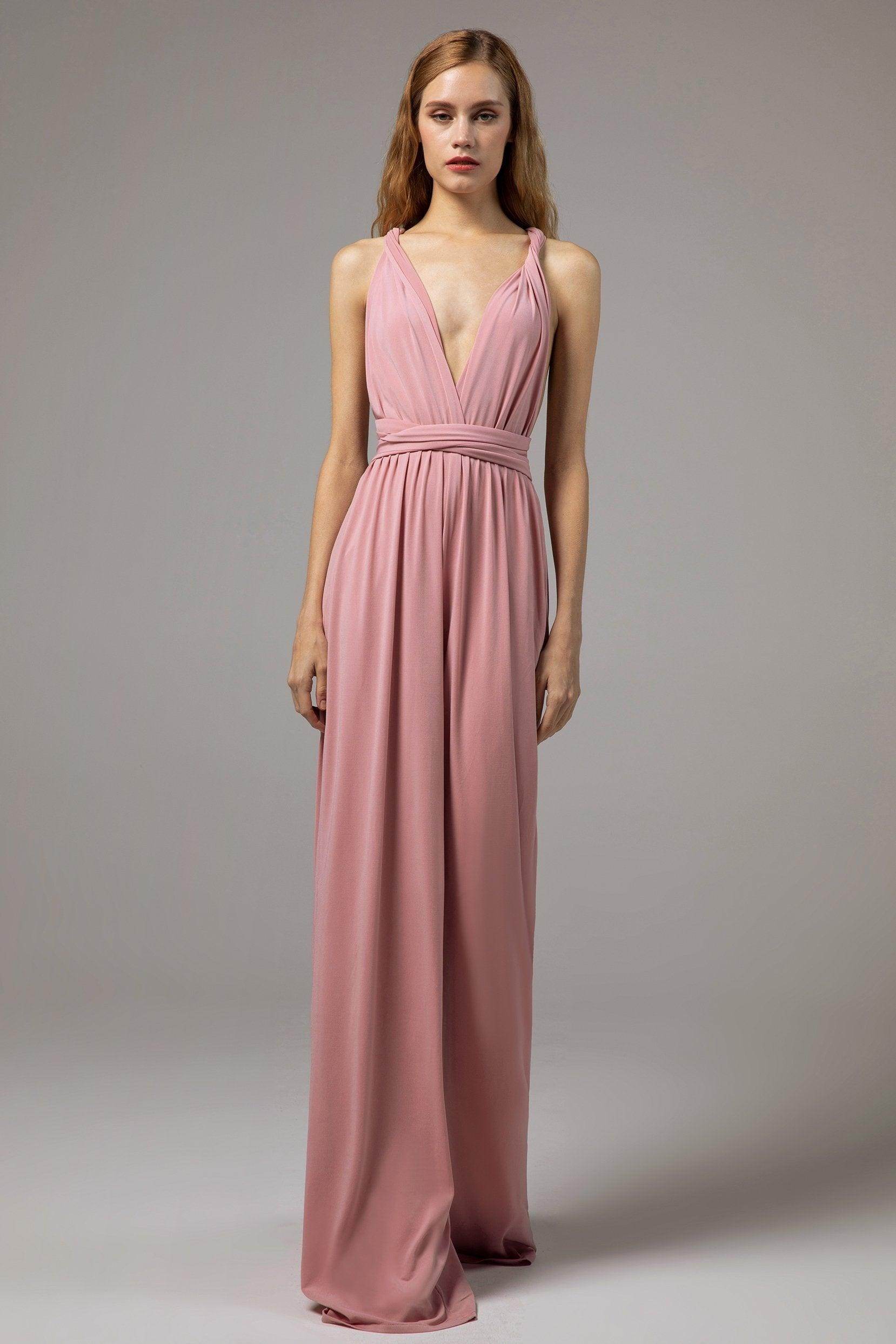 Jumpsuit Floor Length Knitted Fabric Bridesmaid Dress Formal Dresses CB0419 - COCOMELODY