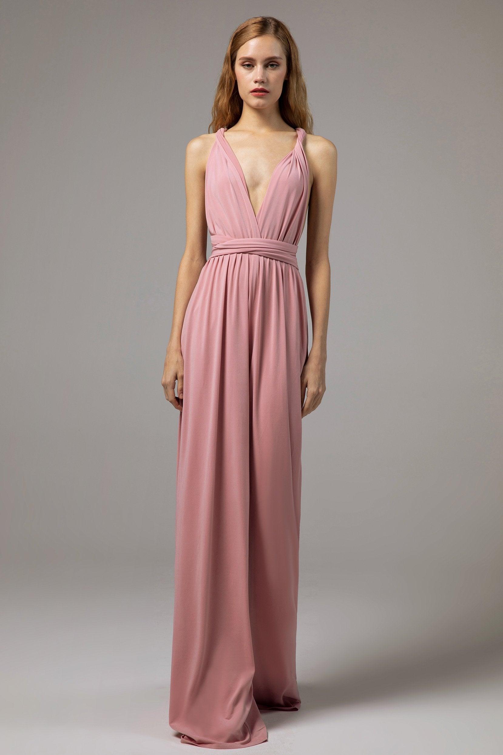 Jumpsuit Floor Length Knitted Fabric Bridesmaid Dress Formal Dresses CB0419 - COCOMELODY