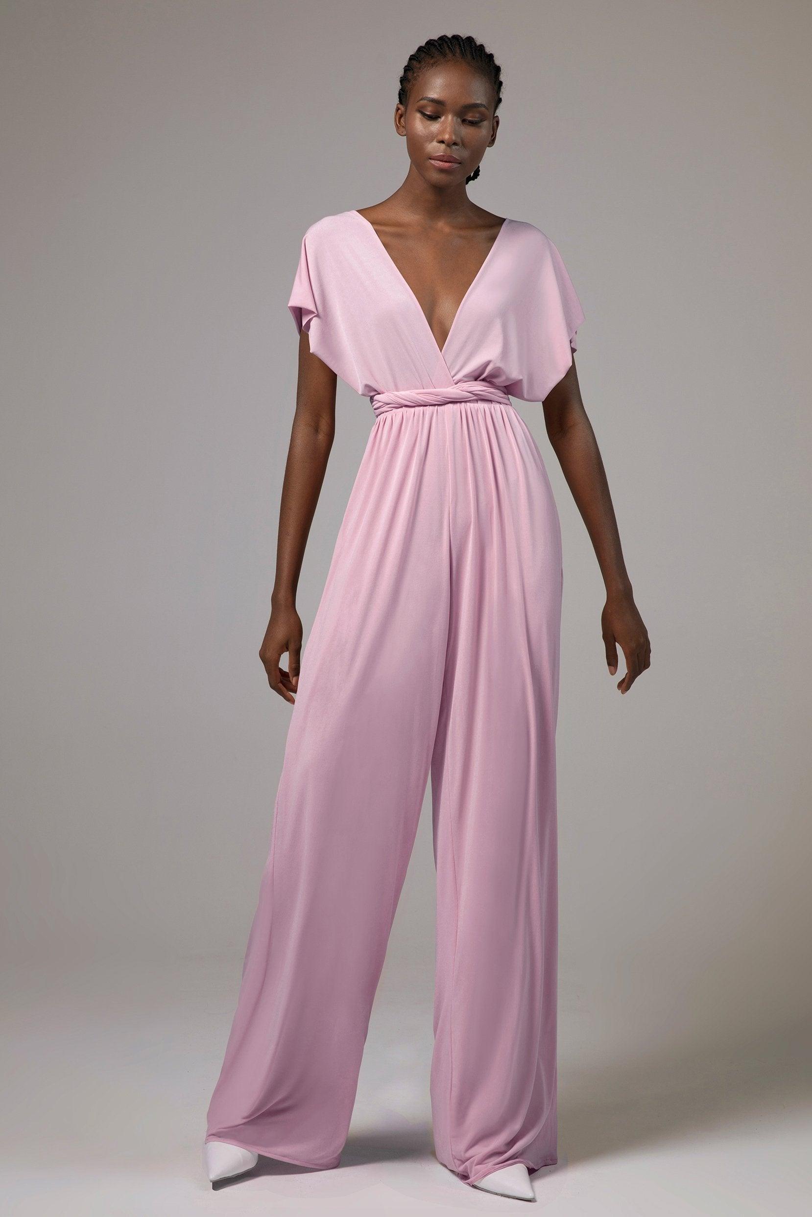 Jumpsuit Floor Length Knitted Fabric Bridesmaid Dress Formal Dresses CB0419 - COCOMELODY