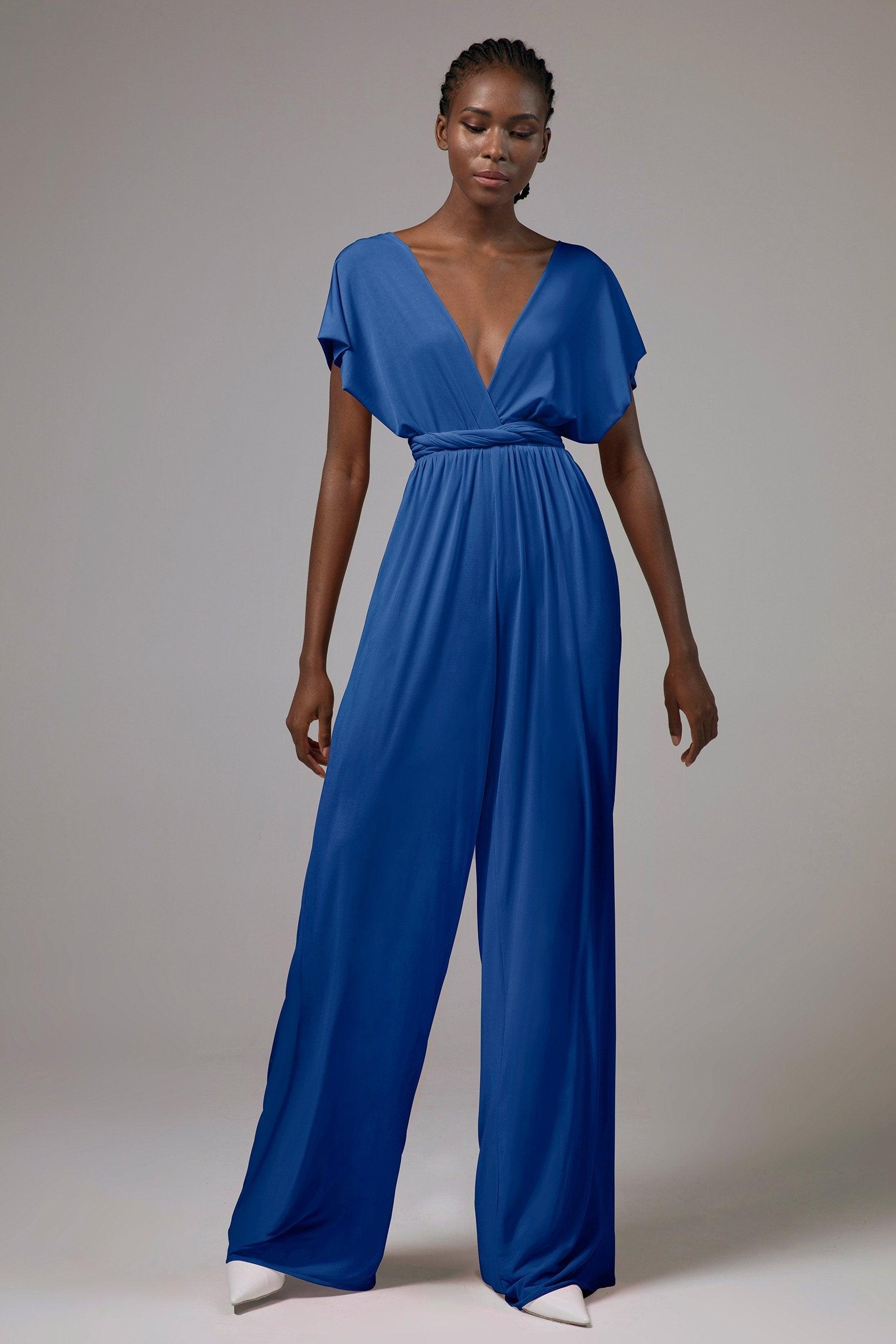 Jumpsuit Floor Length Knitted Fabric Bridesmaid Dress Formal Dresses CB0419 - COCOMELODY