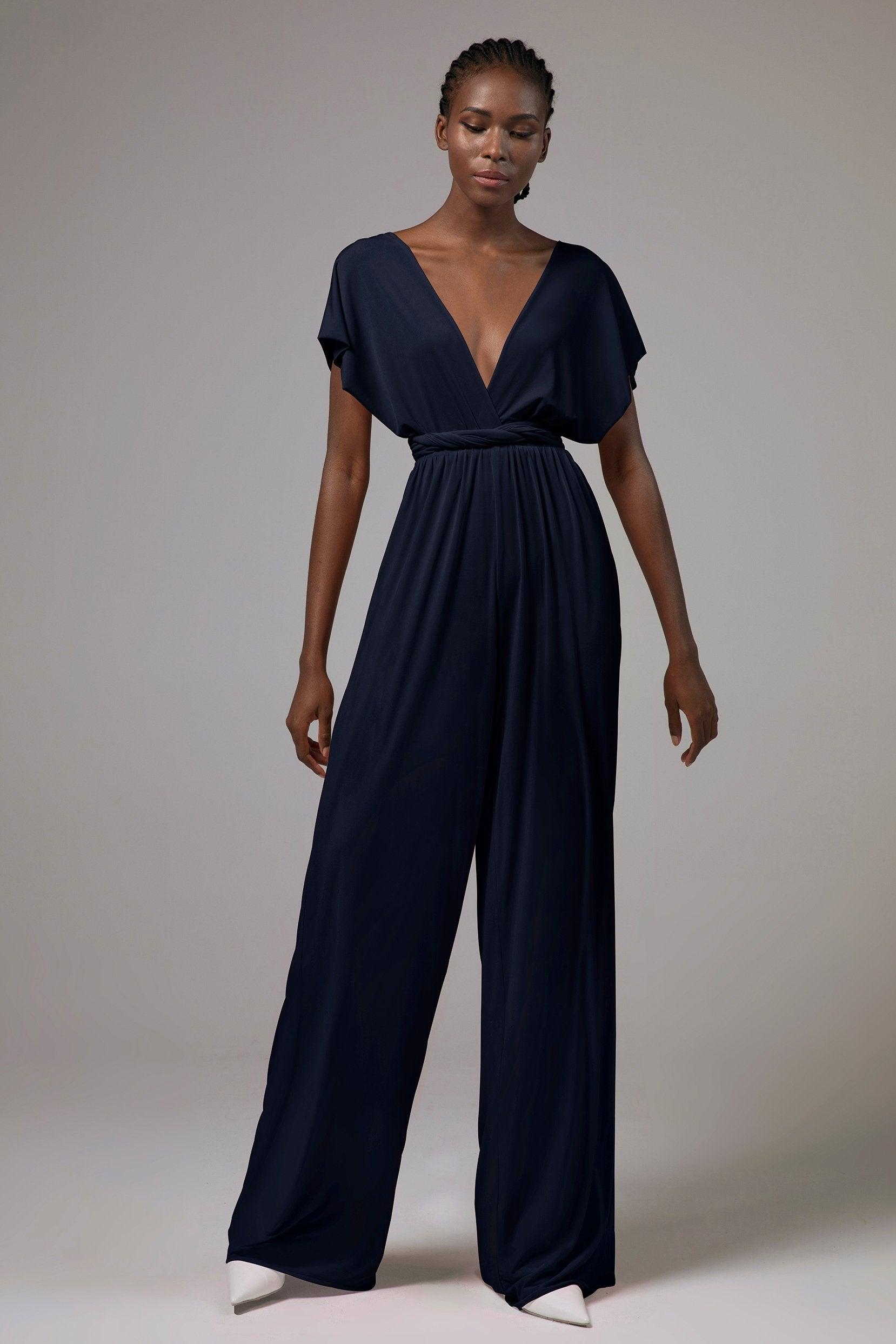 Jumpsuit Floor Length Knitted Fabric Bridesmaid Dress Formal Dresses CB0419 - COCOMELODY