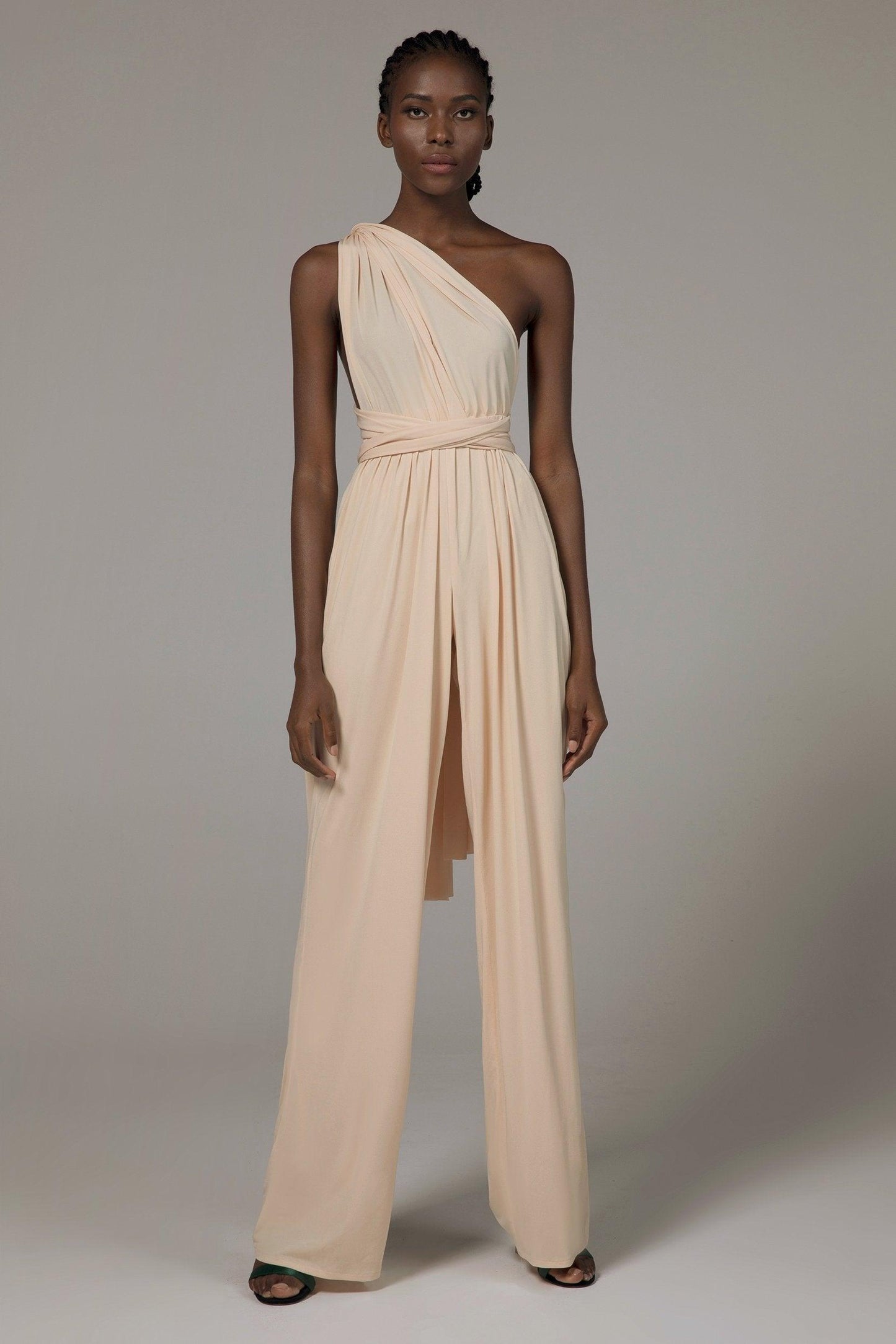 Jumpsuit Floor Length Knitted Fabric Bridesmaid Dress Formal Dresses CB0419 - COCOMELODY