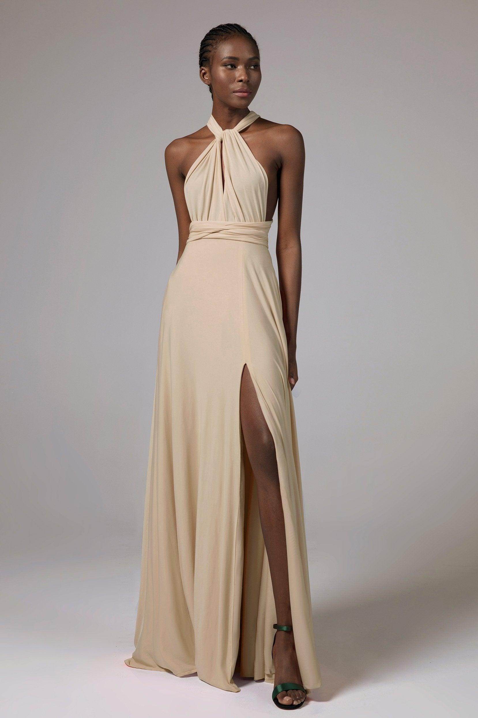 A-Line Floor Length Knitted Fabric Bridesmaid Dress Formal Dresses CB0420 - COCOMELODY