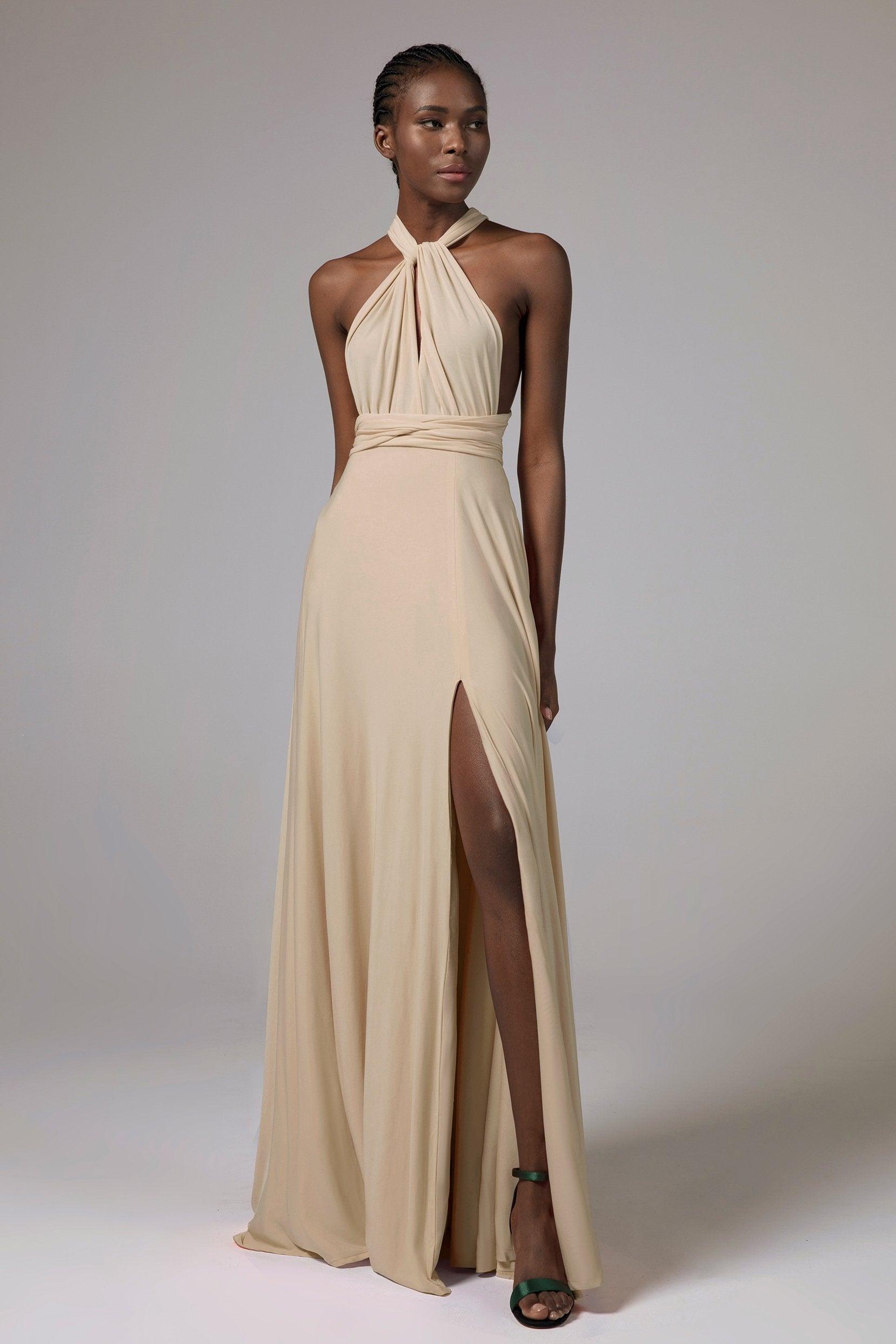 A-Line Floor Length Knitted Fabric Bridesmaid Dress Formal Dresses CB0420 - COCOMELODY