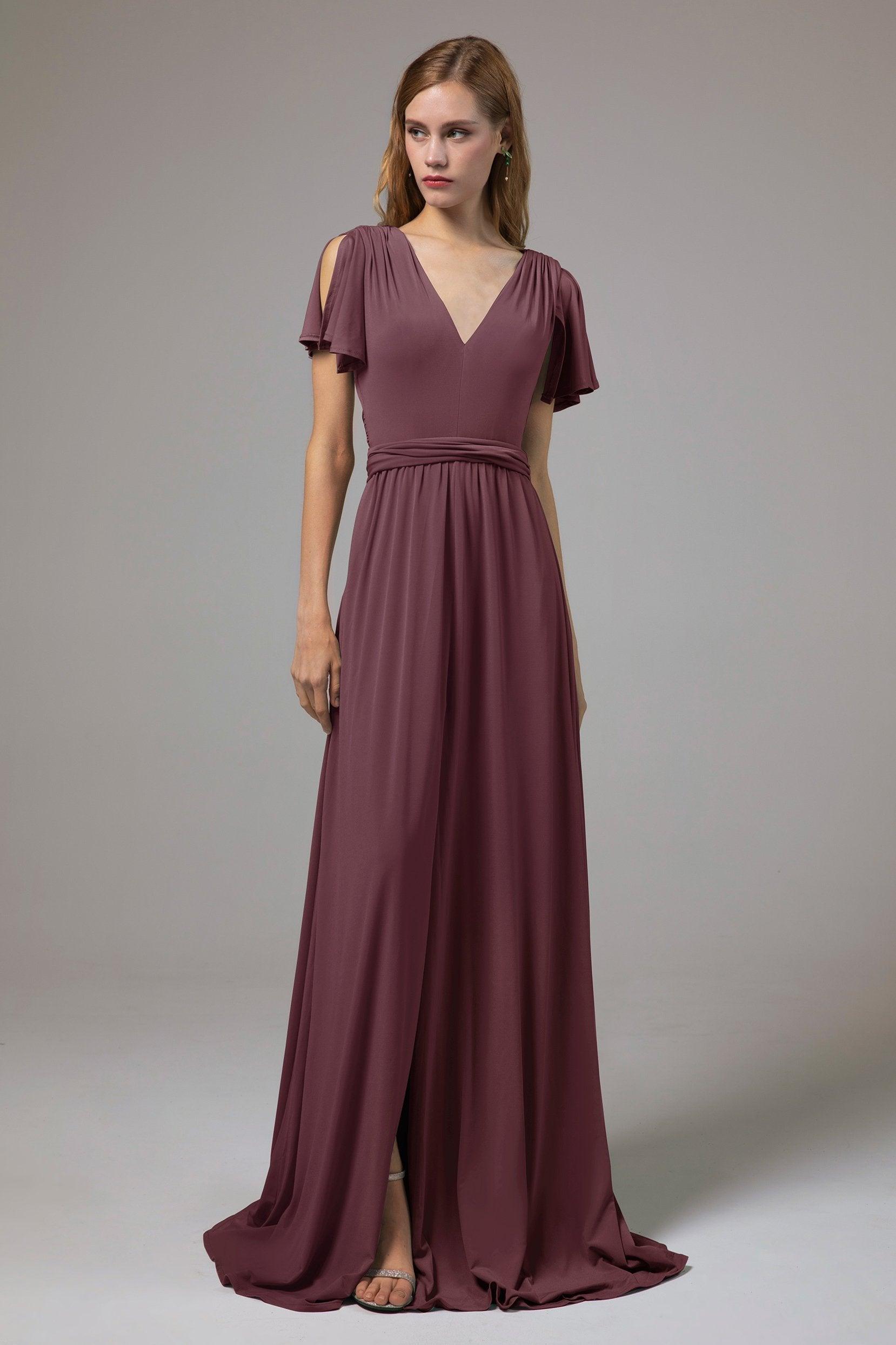 A-Line Floor Length Knitted Fabric Bridesmaid Dress Formal Dresses CB0422 - COCOMELODY