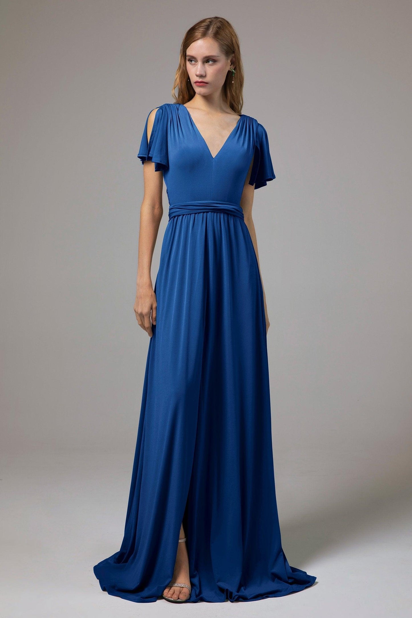 A-Line Floor Length Knitted Fabric Bridesmaid Dress Formal Dresses CB0422 - COCOMELODY