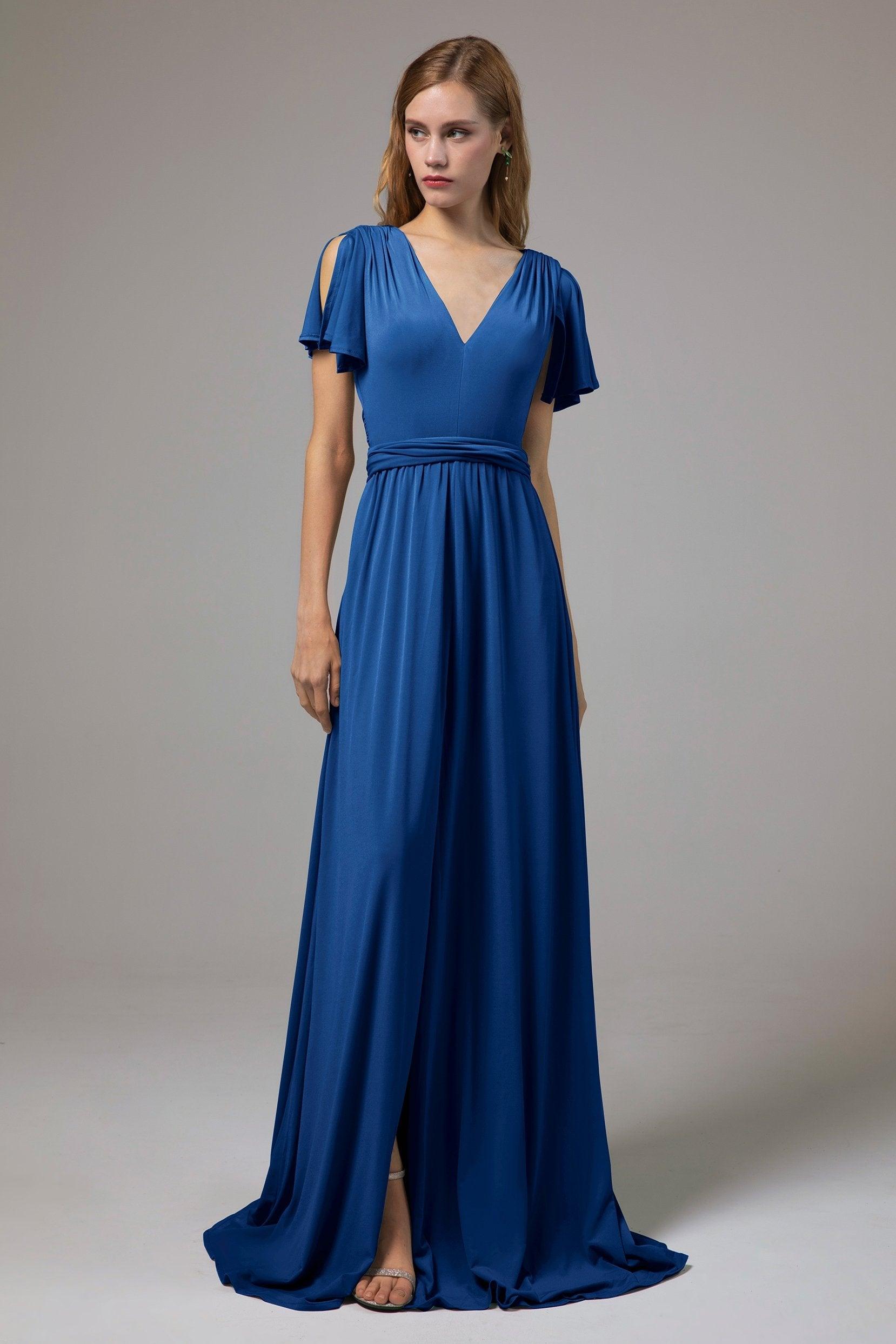 A-Line Floor Length Knitted Fabric Bridesmaid Dress Formal Dresses CB0422 - COCOMELODY