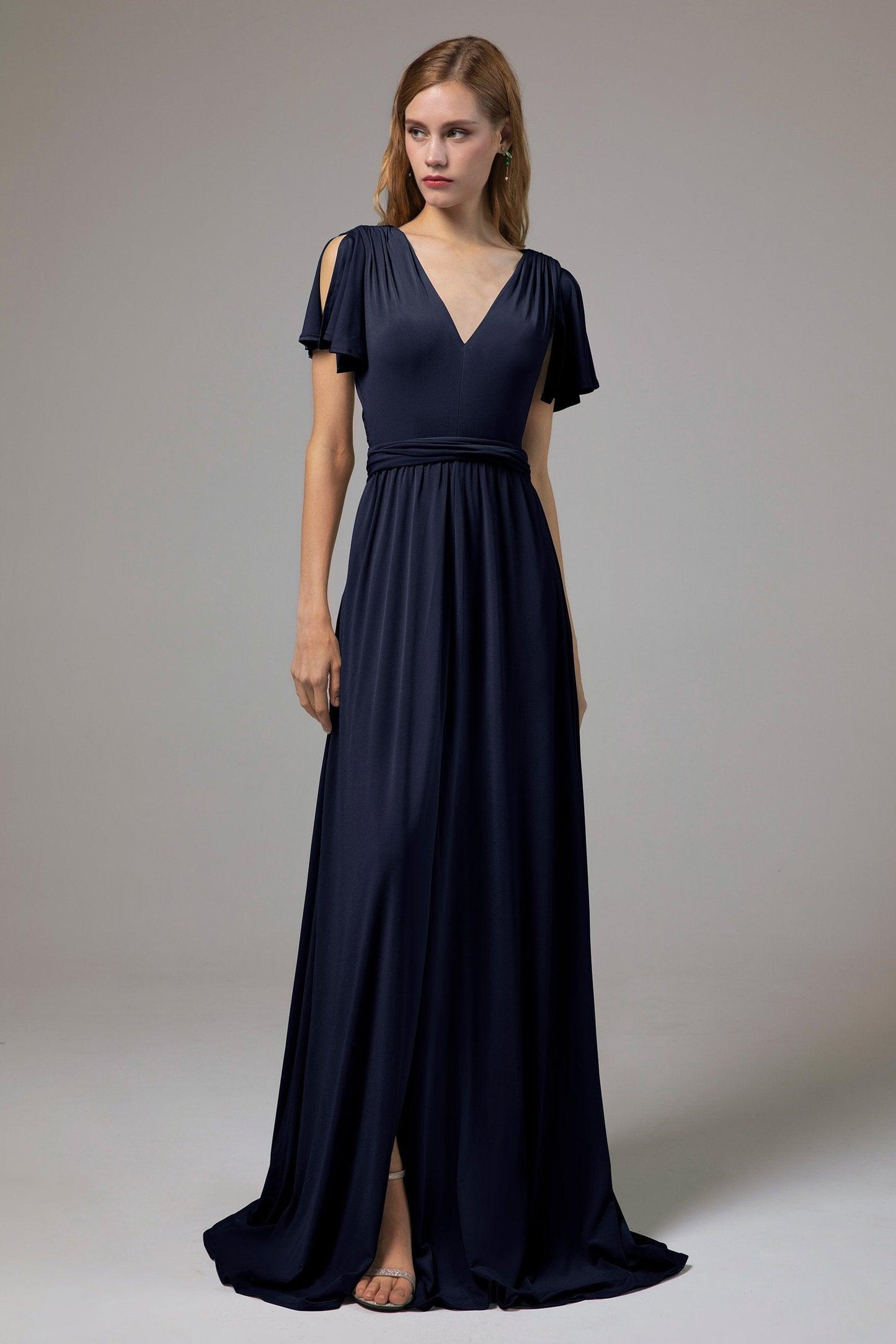 A-Line Floor Length Knitted Fabric Bridesmaid Dress Formal Dresses CB0422 - COCOMELODY