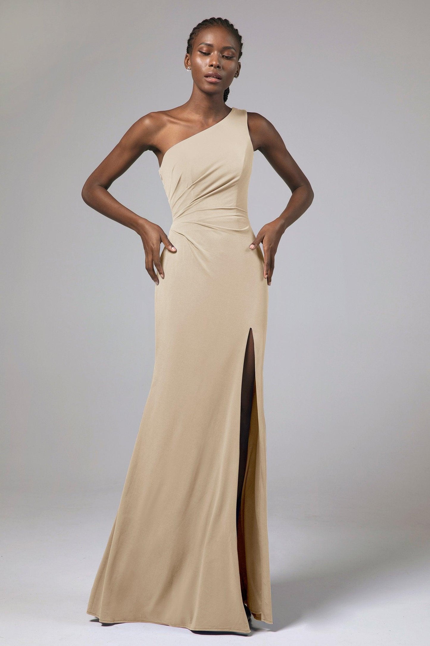 Sheath Floor Length Knitted Fabric Bridesmaid Dress Formal Dresses CB0423 - COCOMELODY