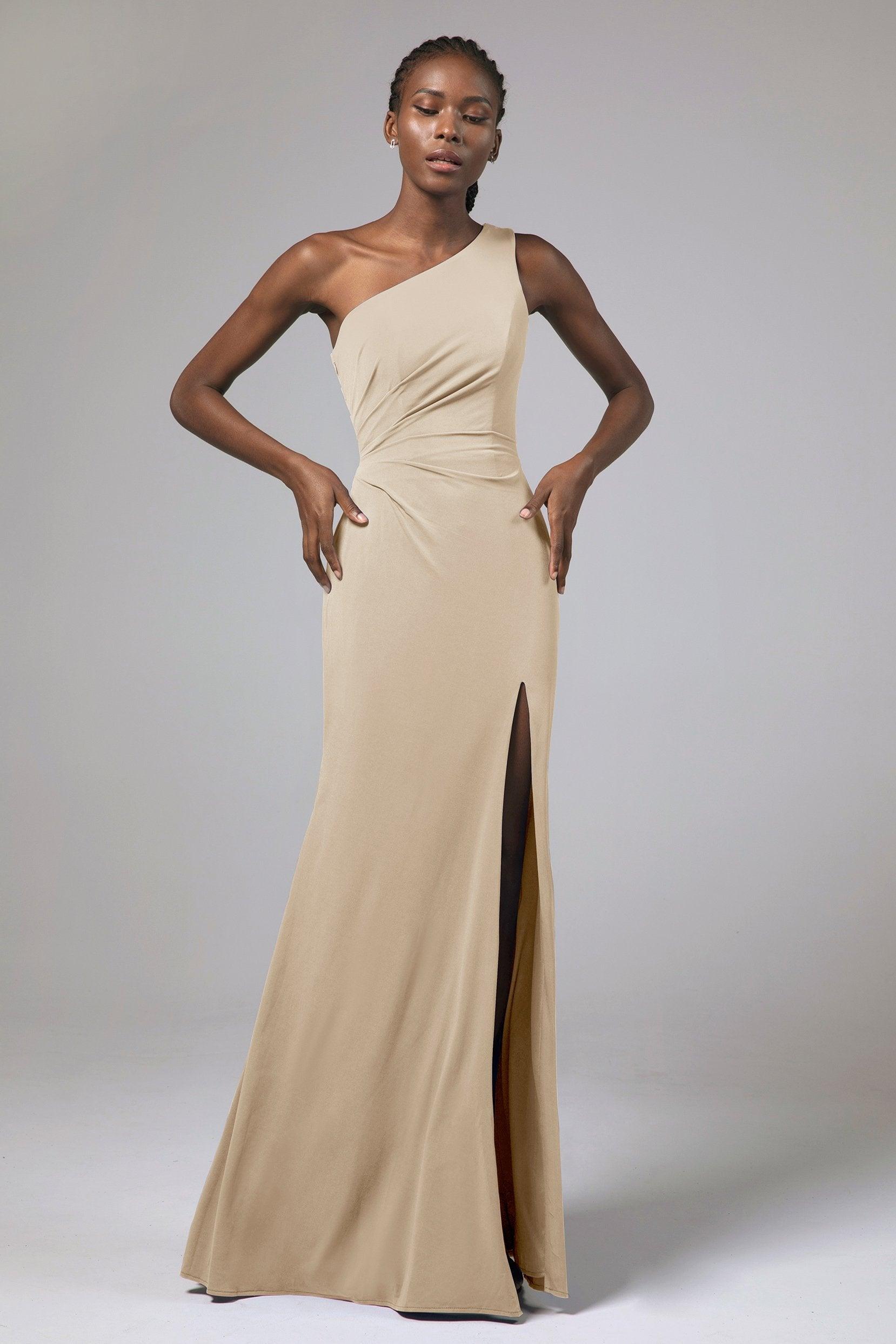 Sheath Floor Length Knitted Fabric Bridesmaid Dress Formal Dresses CB0423 - COCOMELODY