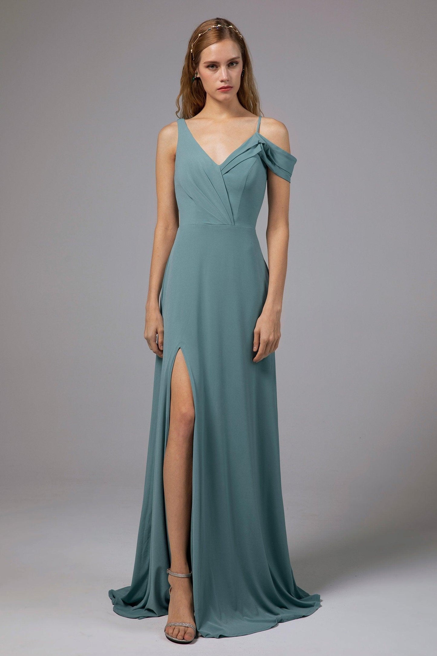 Sheath Floor Length Knitted Fabric Bridesmaid Dress Formal Dresses CB0425 - COCOMELODY