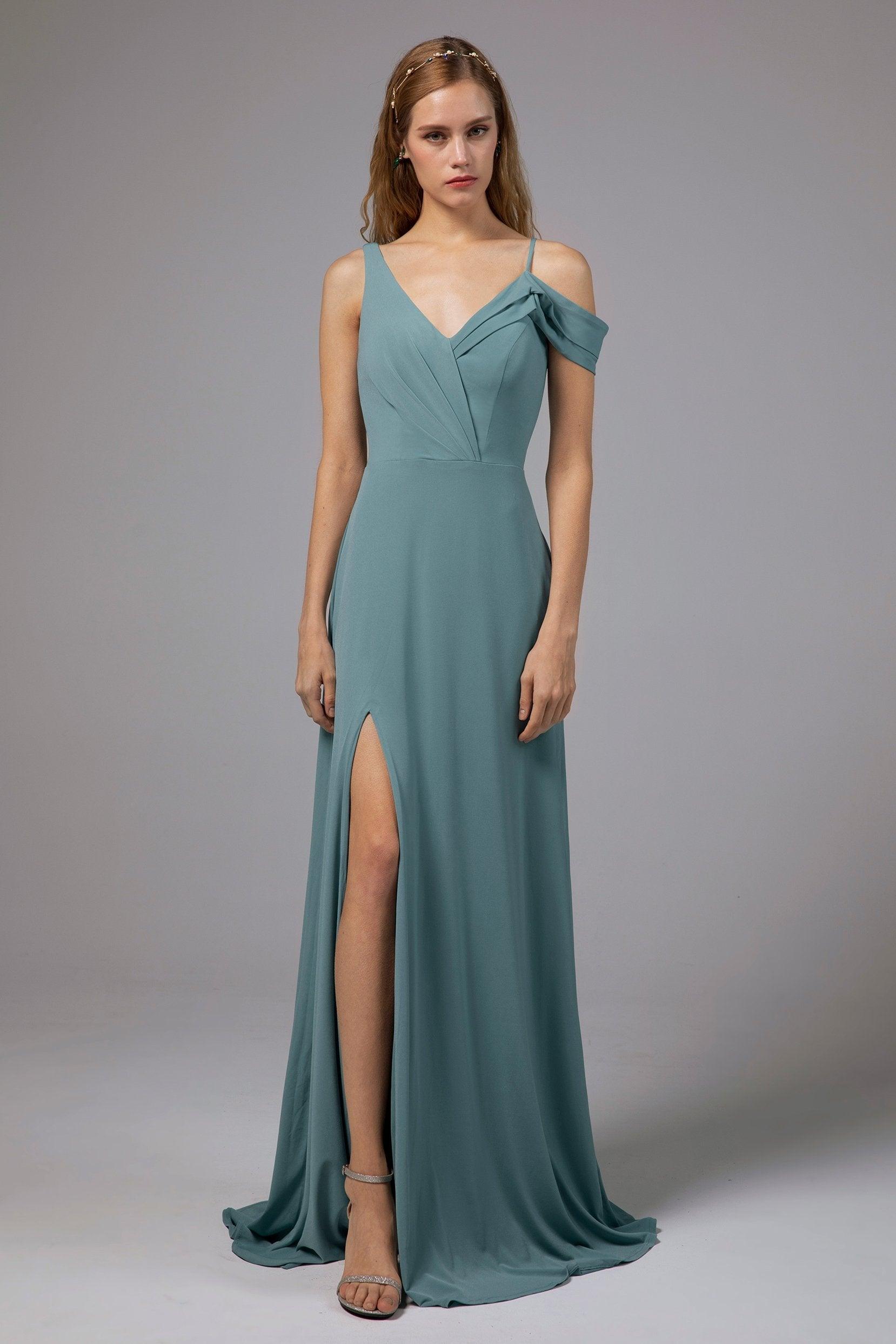 Sheath Floor Length Knitted Fabric Bridesmaid Dress Formal Dresses CB0425 - COCOMELODY