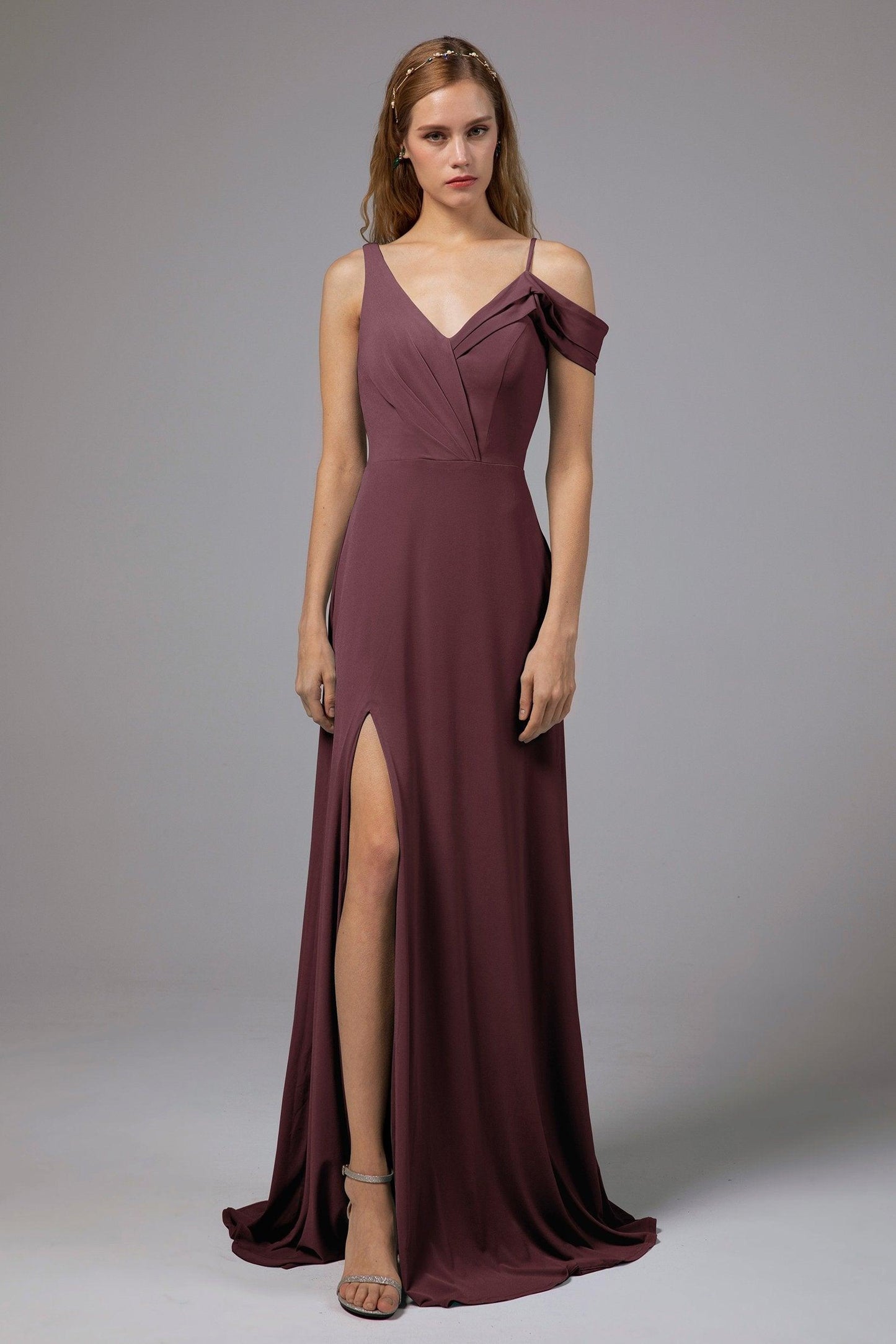 Sheath Floor Length Knitted Fabric Bridesmaid Dress Formal Dresses CB0425 - COCOMELODY