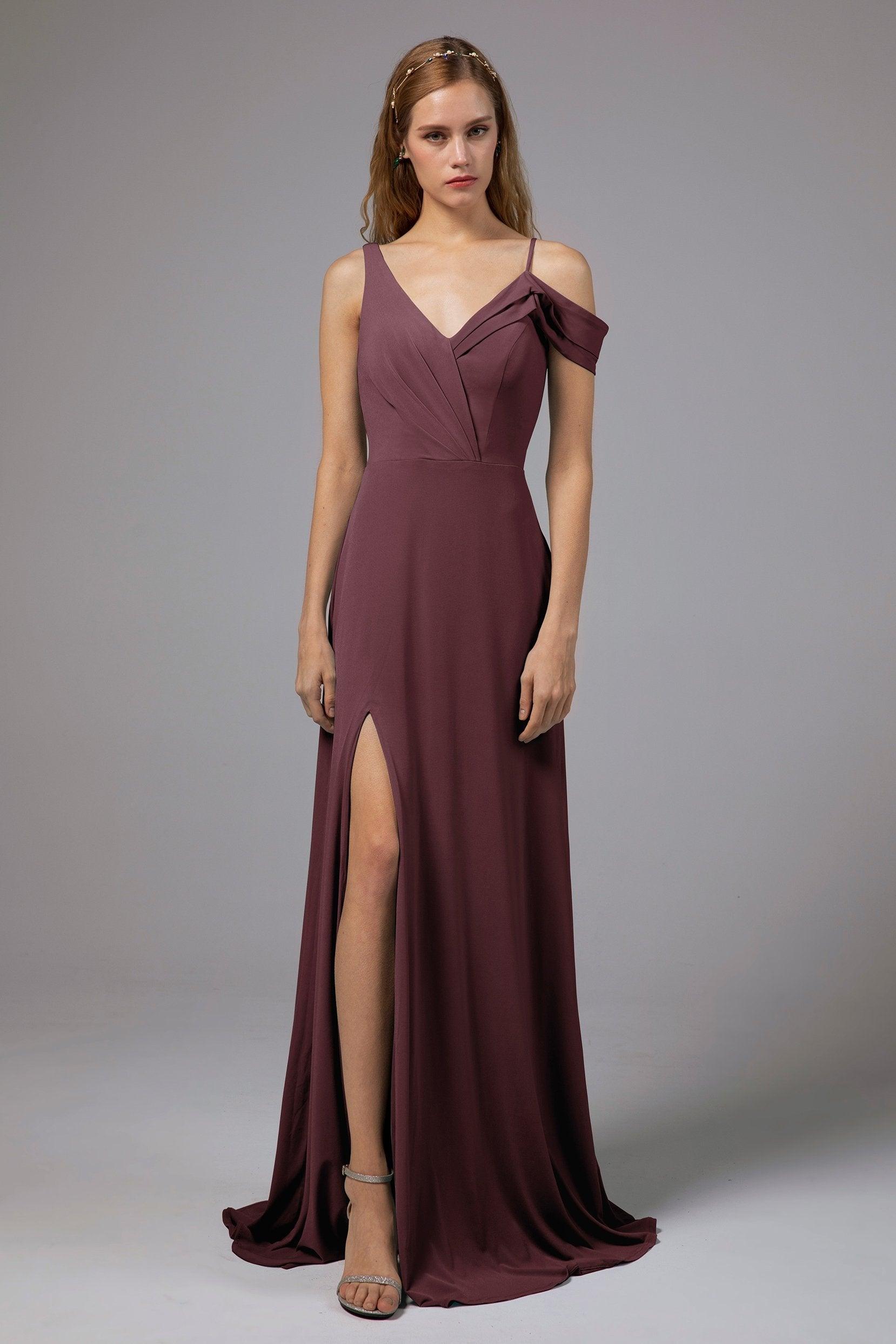 Sheath Floor Length Knitted Fabric Bridesmaid Dress Formal Dresses CB0425 - COCOMELODY