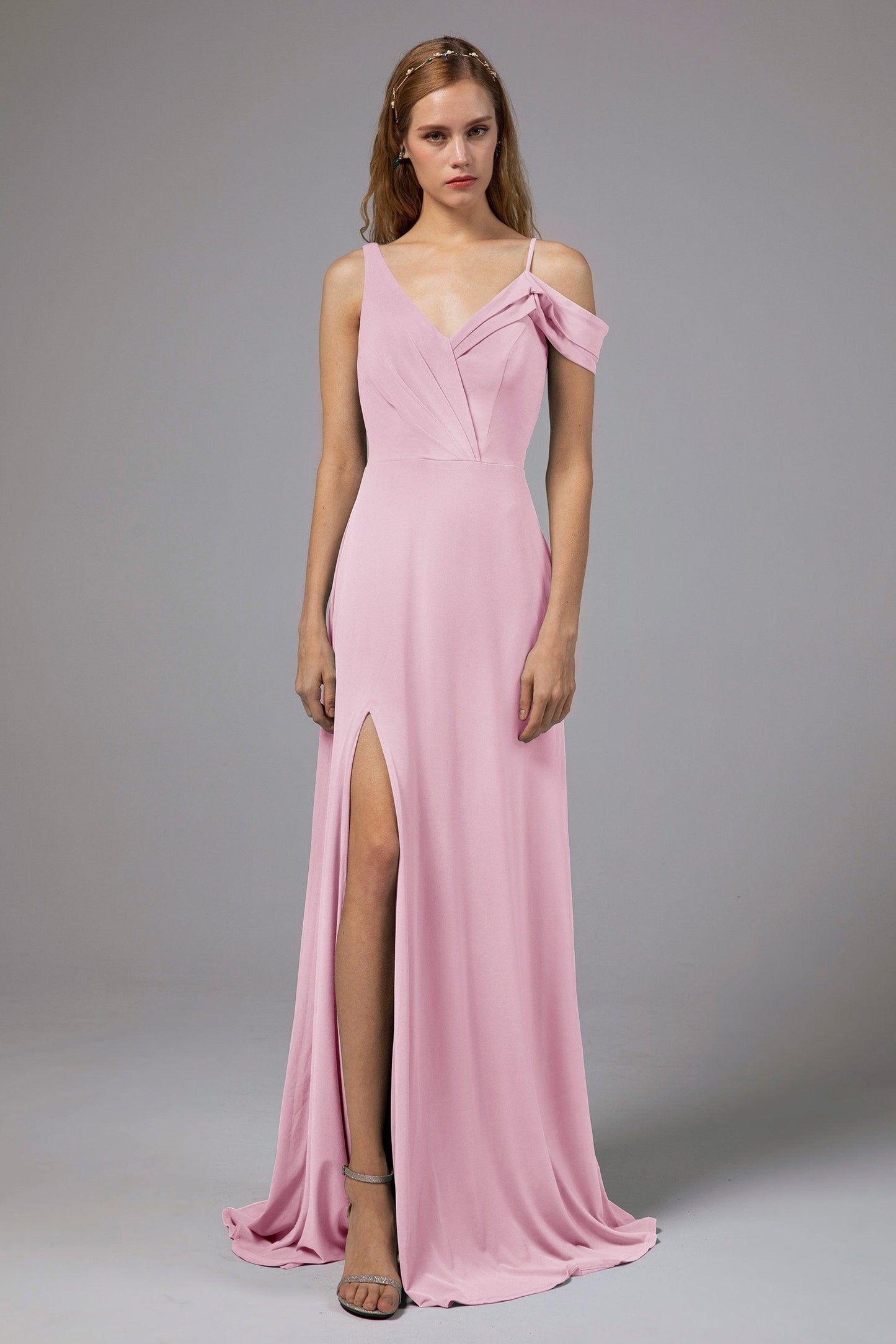 Sheath Floor Length Knitted Fabric Bridesmaid Dress Formal Dresses CB0425 - COCOMELODY