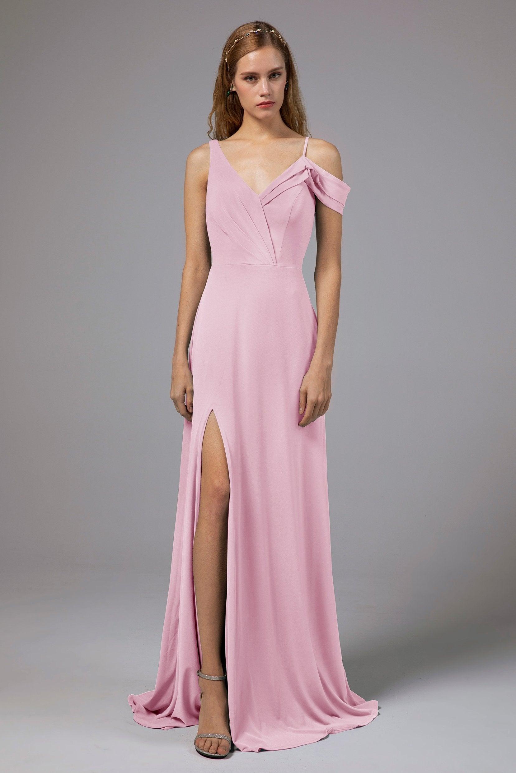 Sheath Floor Length Knitted Fabric Bridesmaid Dress Formal Dresses CB0425 - COCOMELODY