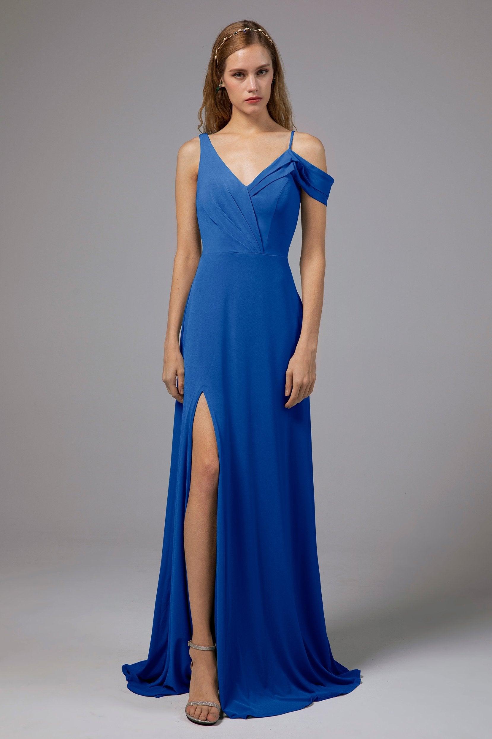 Sheath Floor Length Knitted Fabric Bridesmaid Dress Formal Dresses CB0425 - COCOMELODY