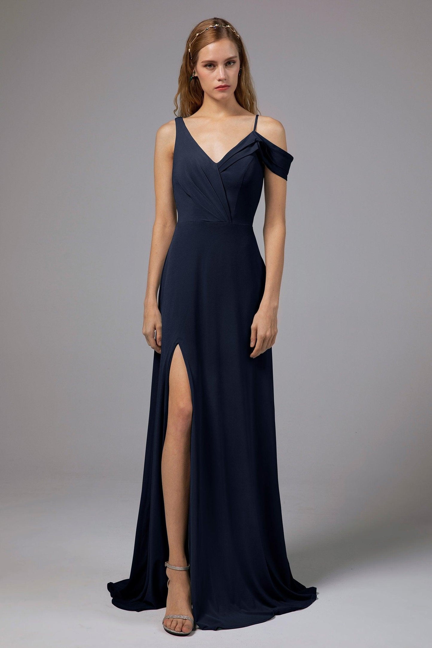 Sheath Floor Length Knitted Fabric Bridesmaid Dress Formal Dresses CB0425 - COCOMELODY