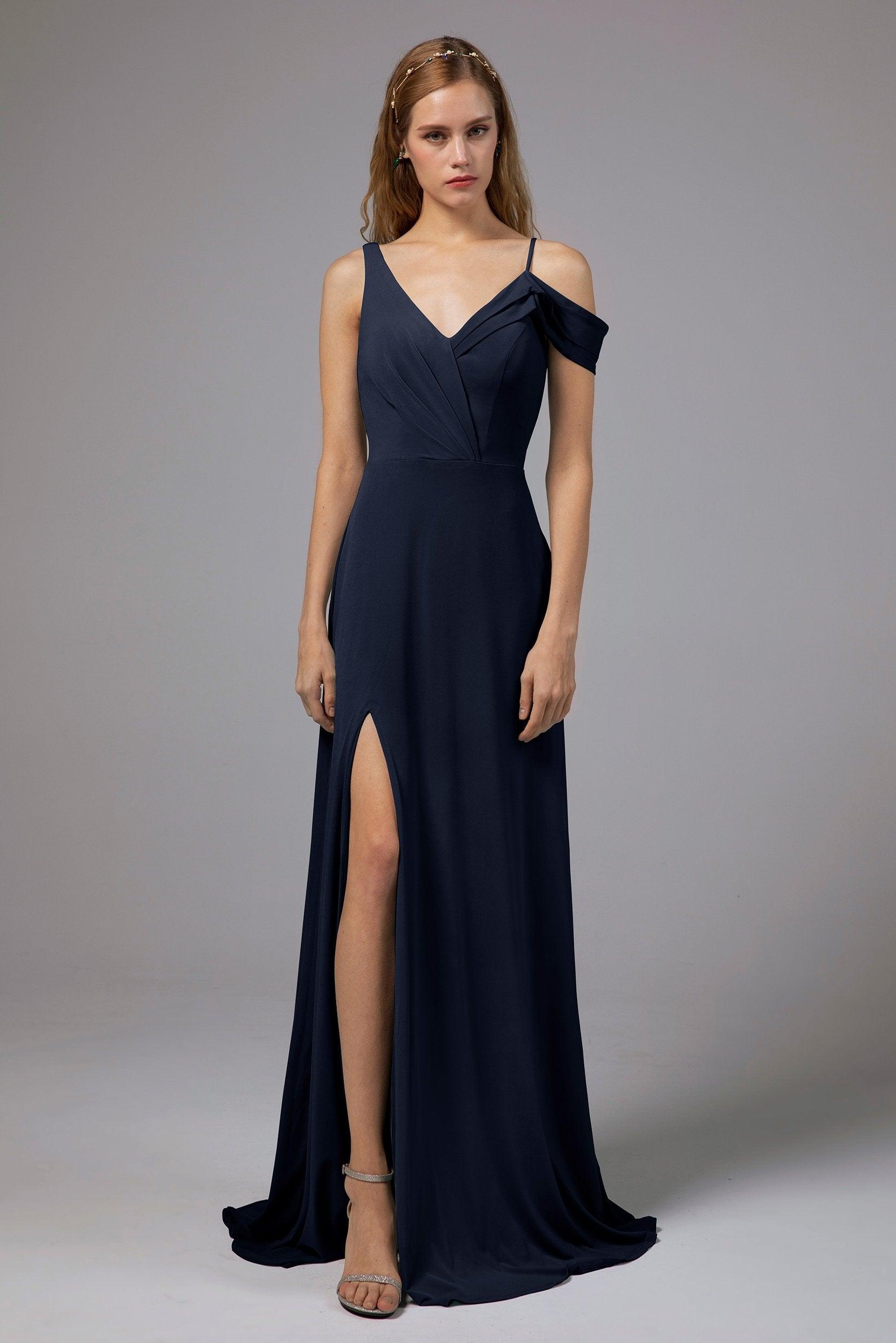 Sheath Floor Length Knitted Fabric Bridesmaid Dress Formal Dresses CB0425 - COCOMELODY