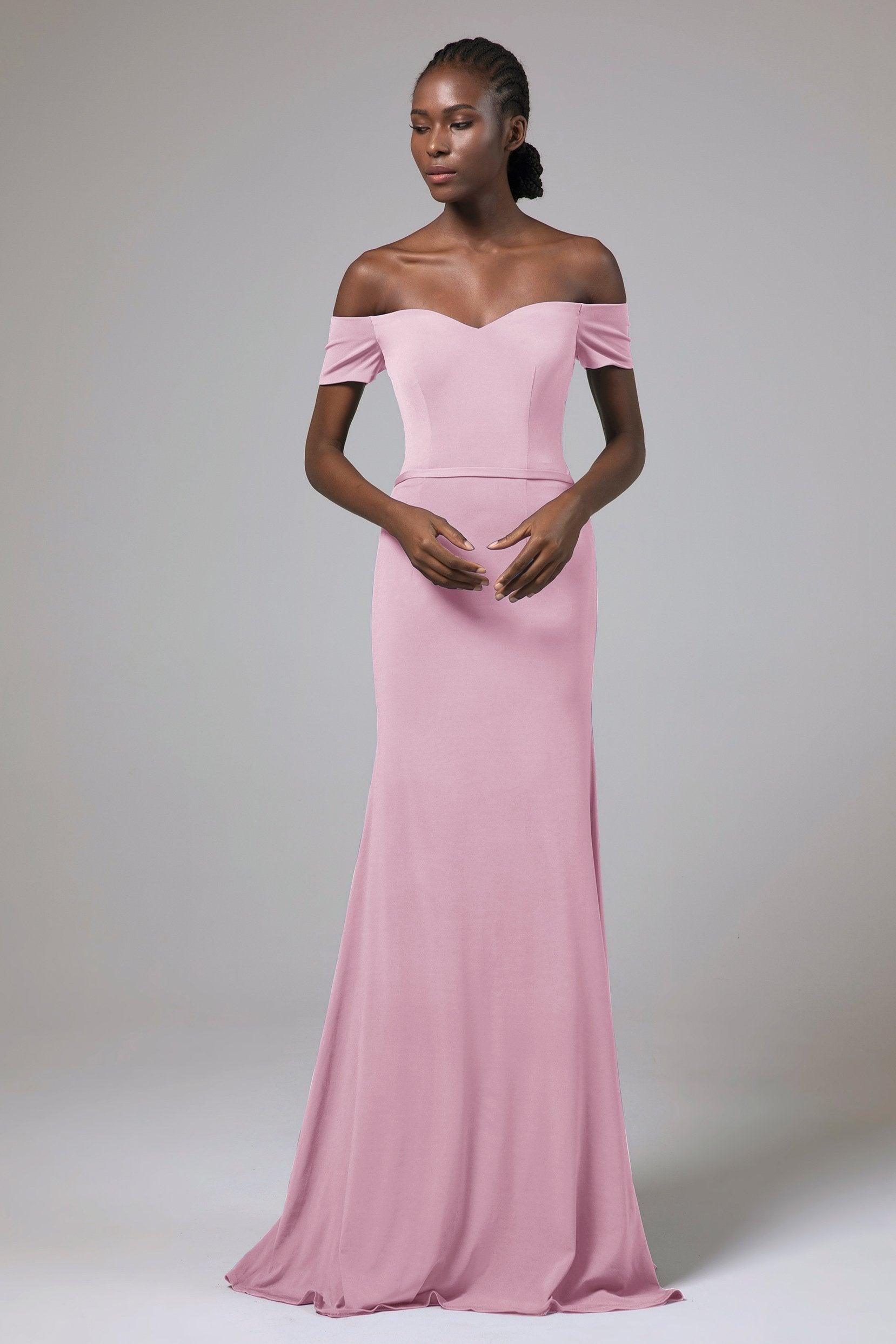 Sheath Floor Length Knitted Fabric Bridesmaid Dress Formal Dresses CB0426 - COCOMELODY