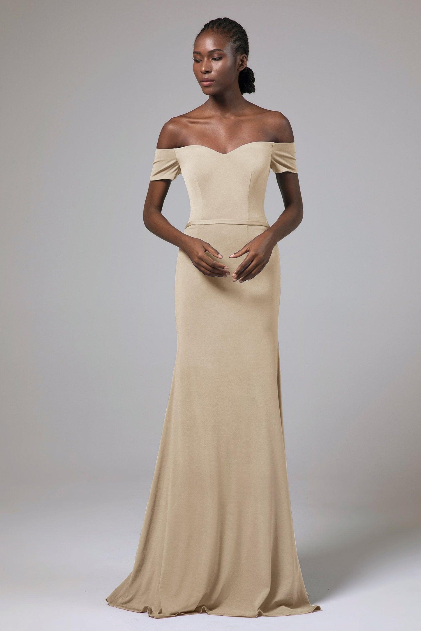 Sheath Floor Length Knitted Fabric Bridesmaid Dress Formal Dresses CB0426 - COCOMELODY